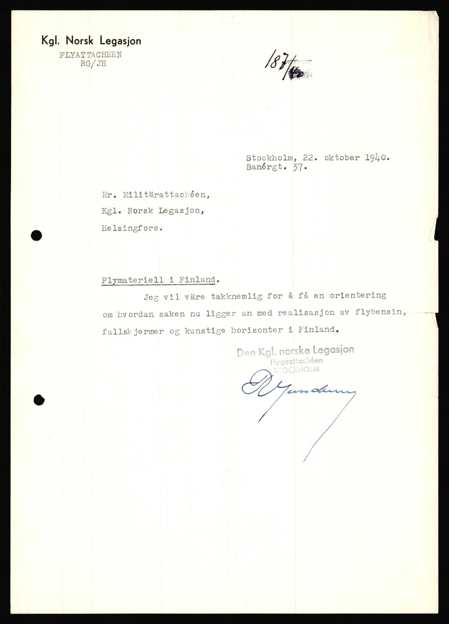 Forsvaret, Forsvarets krigshistoriske avdeling, AV/RA-RAFA-2017/Y/Ya/L0006: II-C-11-11,2 - Utenriksdepartementet.  Legasjonen i Helsingfors., 1940-1946, p. 141