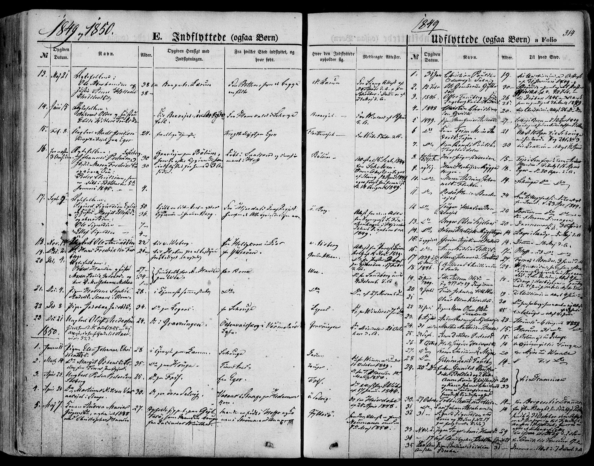 Sande Kirkebøker, SAKO/A-53/F/Fa/L0004: Parish register (official) no. 4, 1847-1864, p. 314
