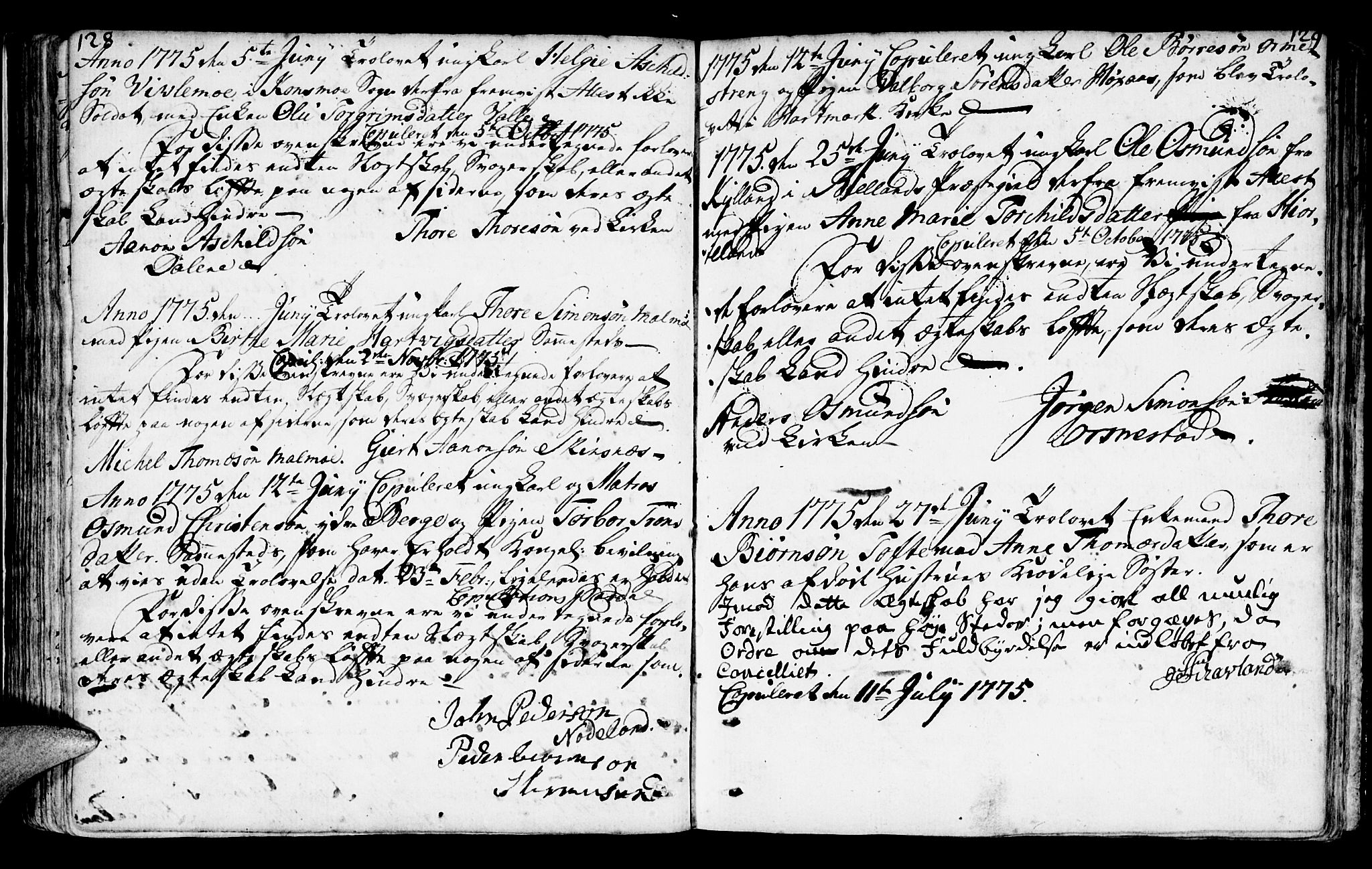 Mandal sokneprestkontor, AV/SAK-1111-0030/F/Fa/Faa/L0006: Parish register (official) no. A 6, 1755-1783, p. 128-129