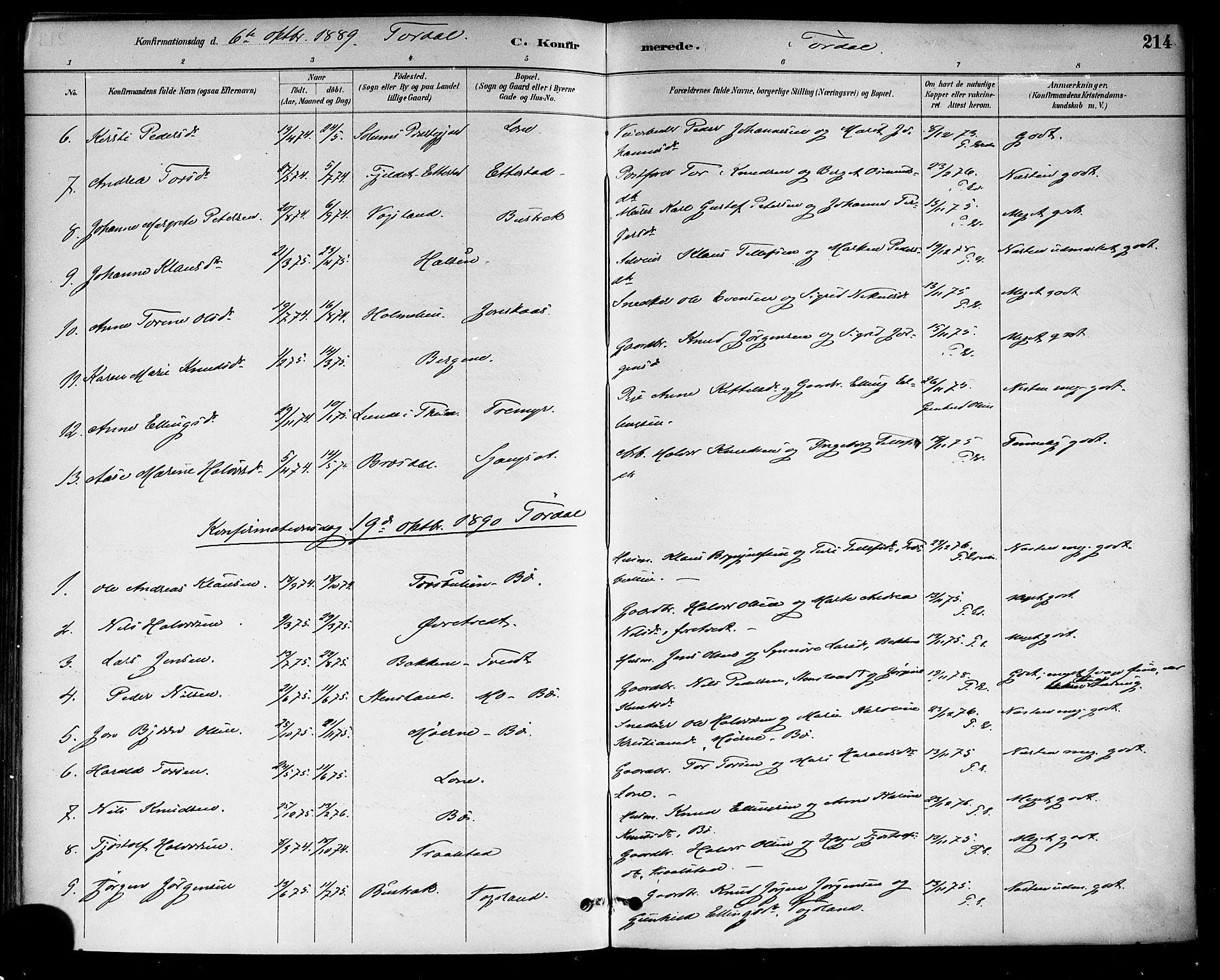 Drangedal kirkebøker, SAKO/A-258/F/Fa/L0010: Parish register (official) no. 10 /2, 1885-1894, p. 214