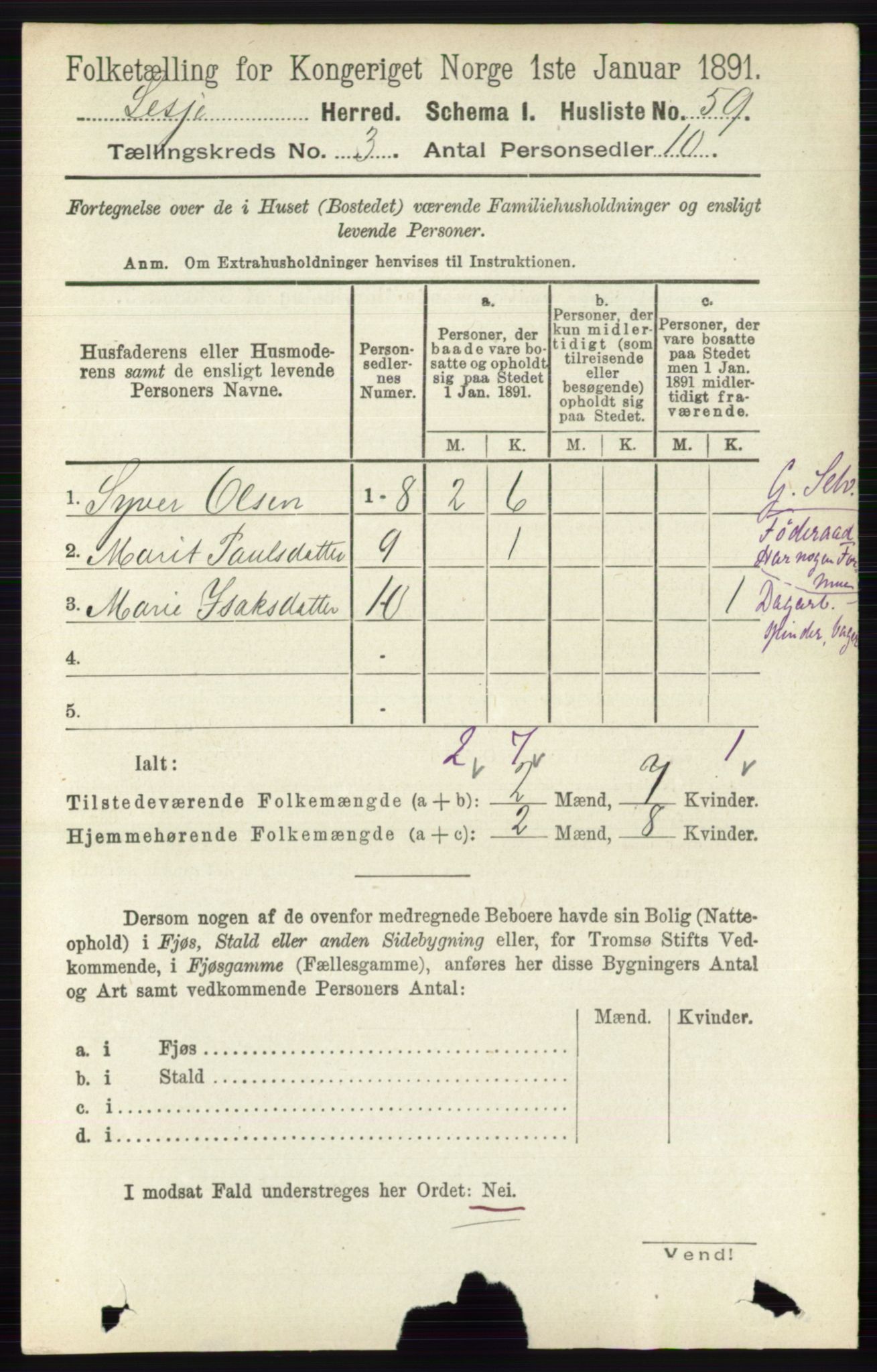 RA, 1891 census for 0512 Lesja, 1891, p. 628