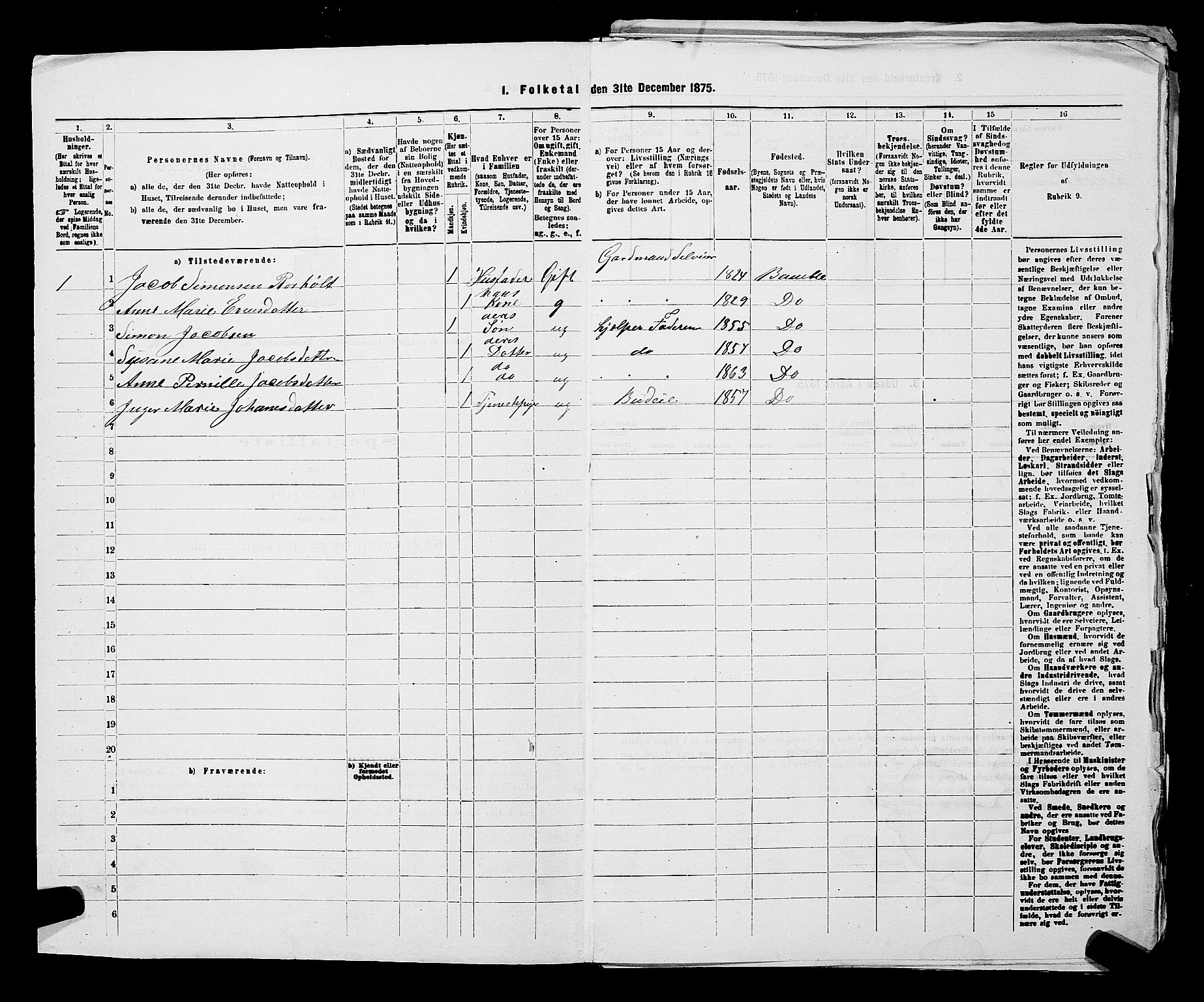 SAKO, 1875 census for 0814L Bamble/Bamble, 1875, p. 946