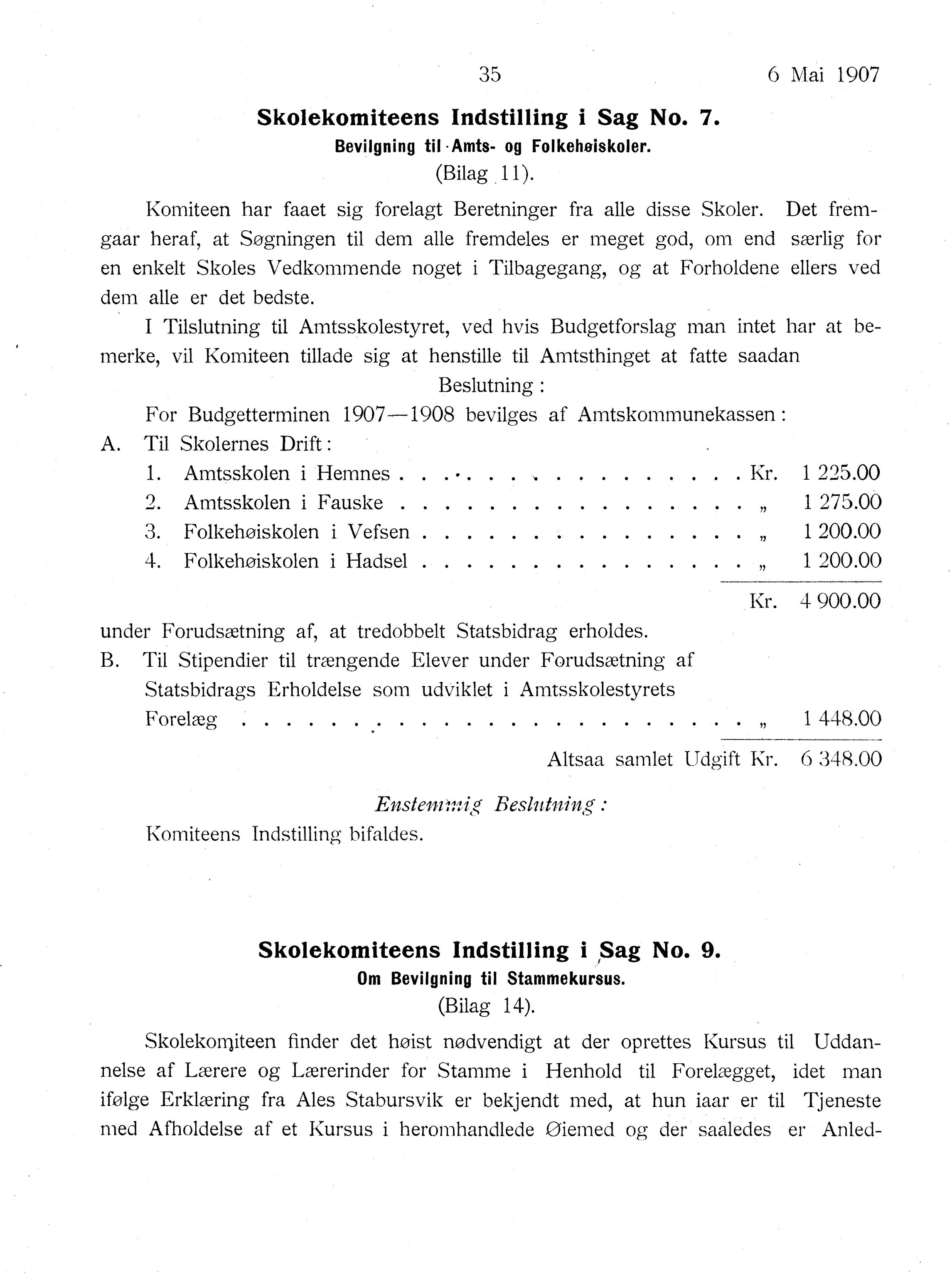 Nordland Fylkeskommune. Fylkestinget, AIN/NFK-17/176/A/Ac/L0030: Fylkestingsforhandlinger 1907, 1907