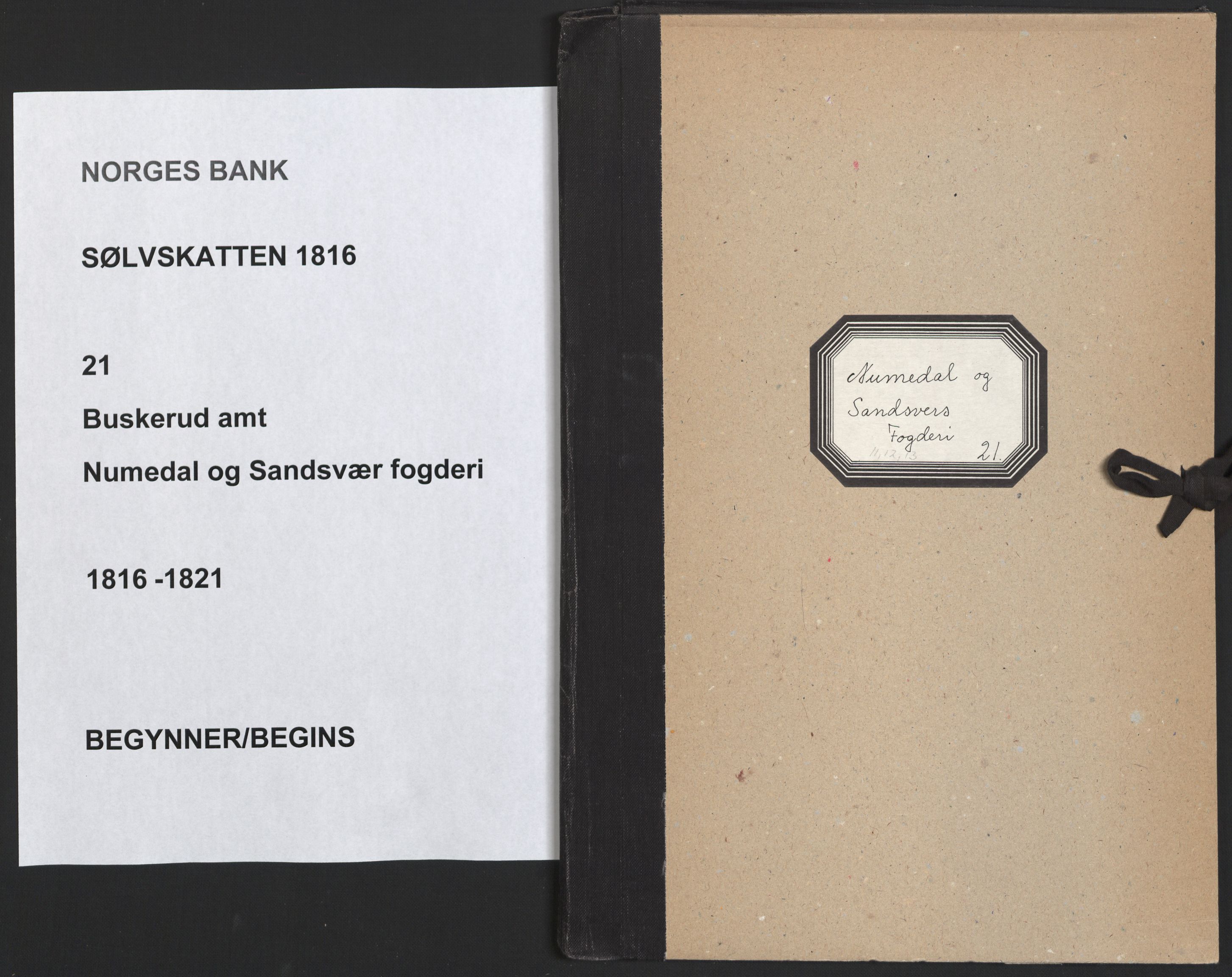 Sølvskatten 1816, NOBA/SOLVSKATTEN/A/L0020: Bind 21: Numedal og Sandsvær fogderi, 1816-1821, p. 1