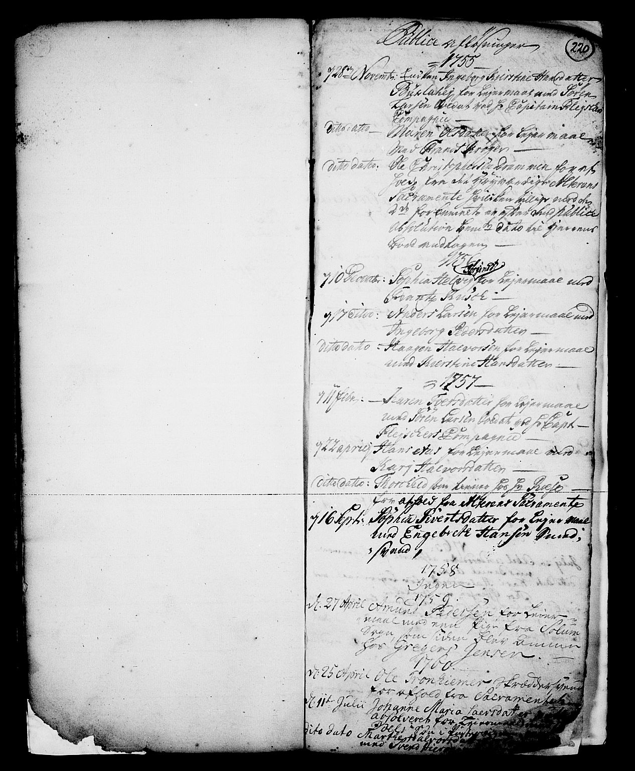 Skien kirkebøker, SAKO/A-302/G/Ga/L0001: Parish register (copy) no. 1, 1756-1791, p. 220