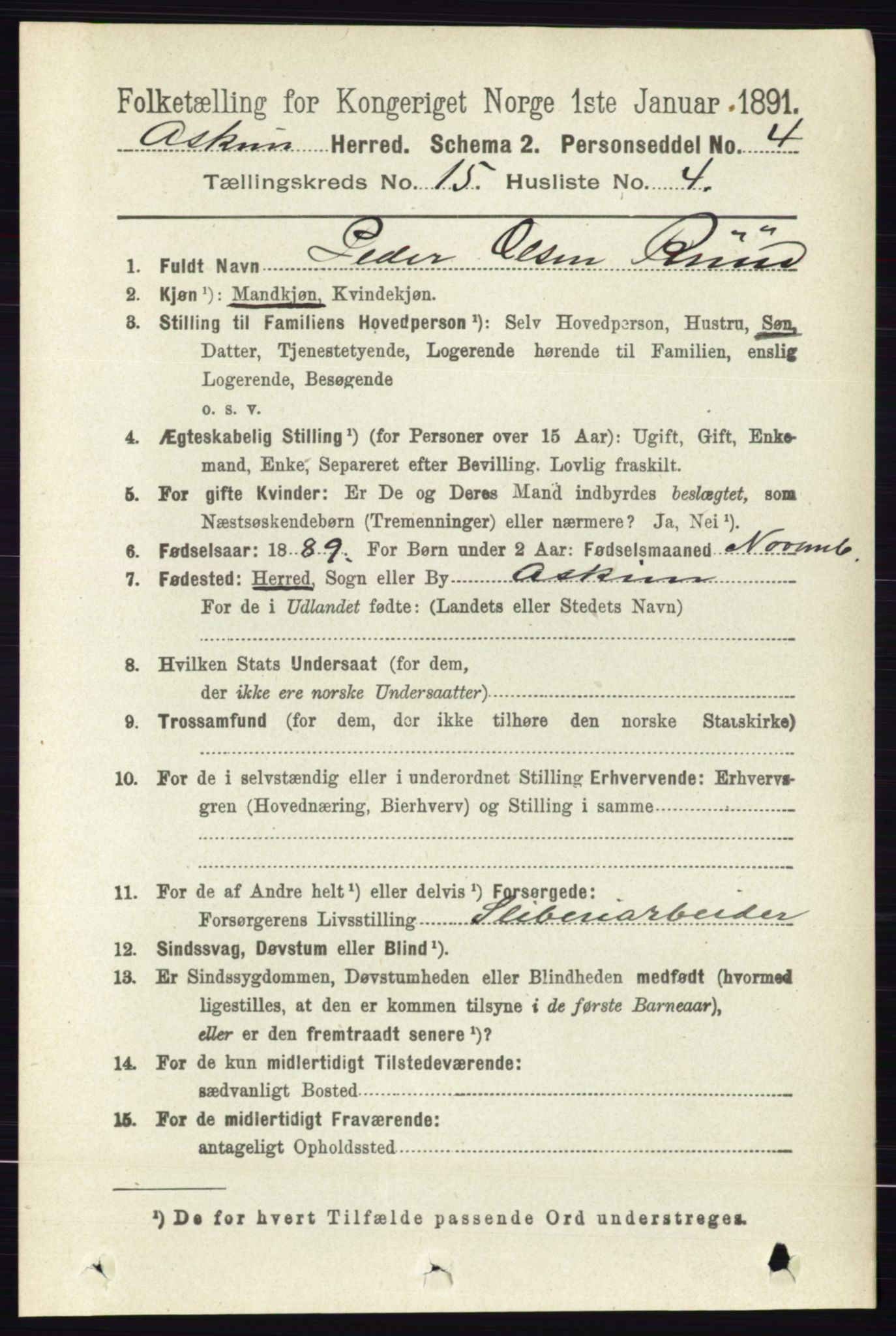 RA, 1891 census for 0124 Askim, 1891, p. 2454