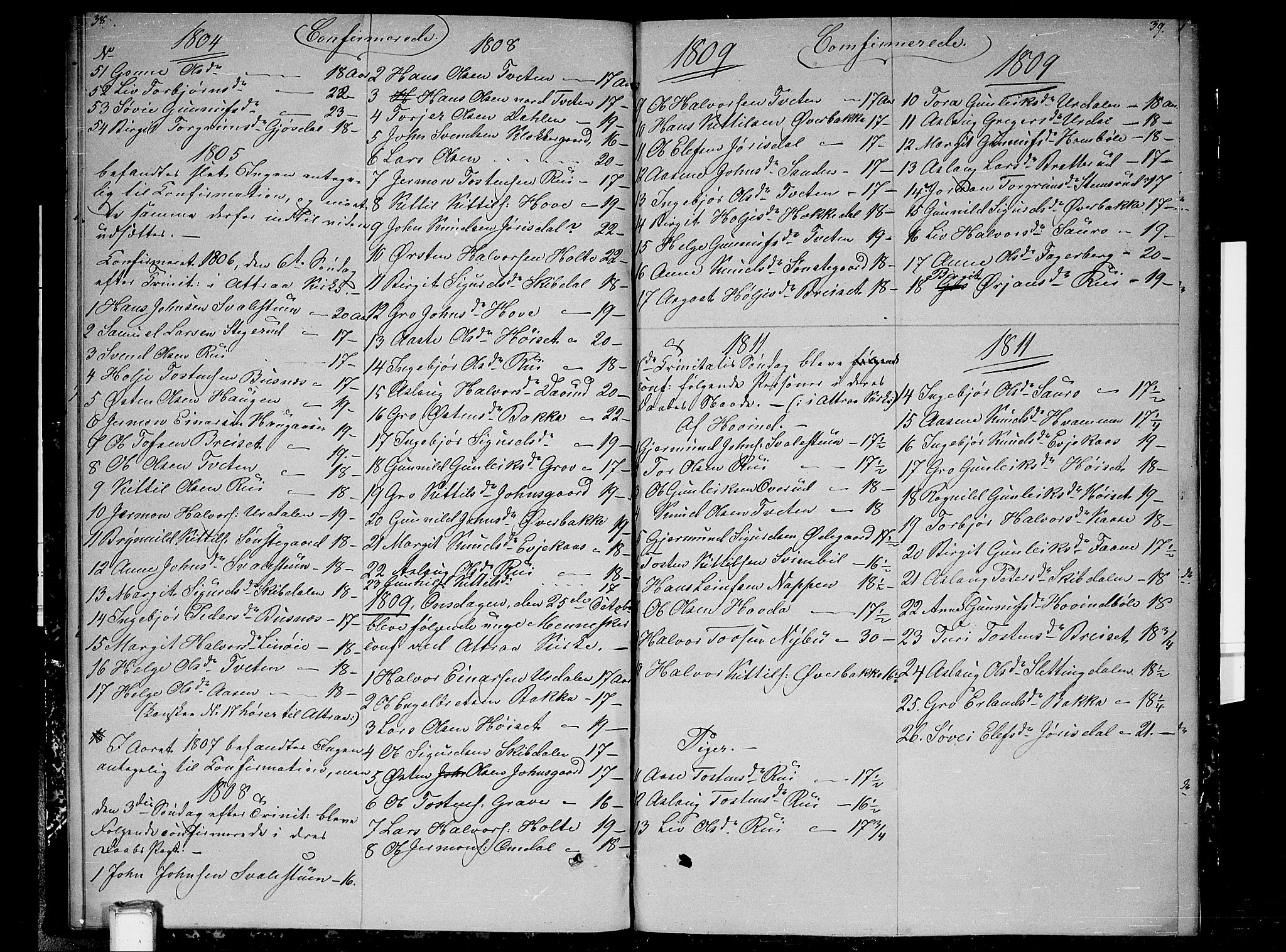 Gransherad kirkebøker, AV/SAKO-A-267/F/Fb/L0001: Parish register (official) no. II 1, 1800-1814, p. 38-39