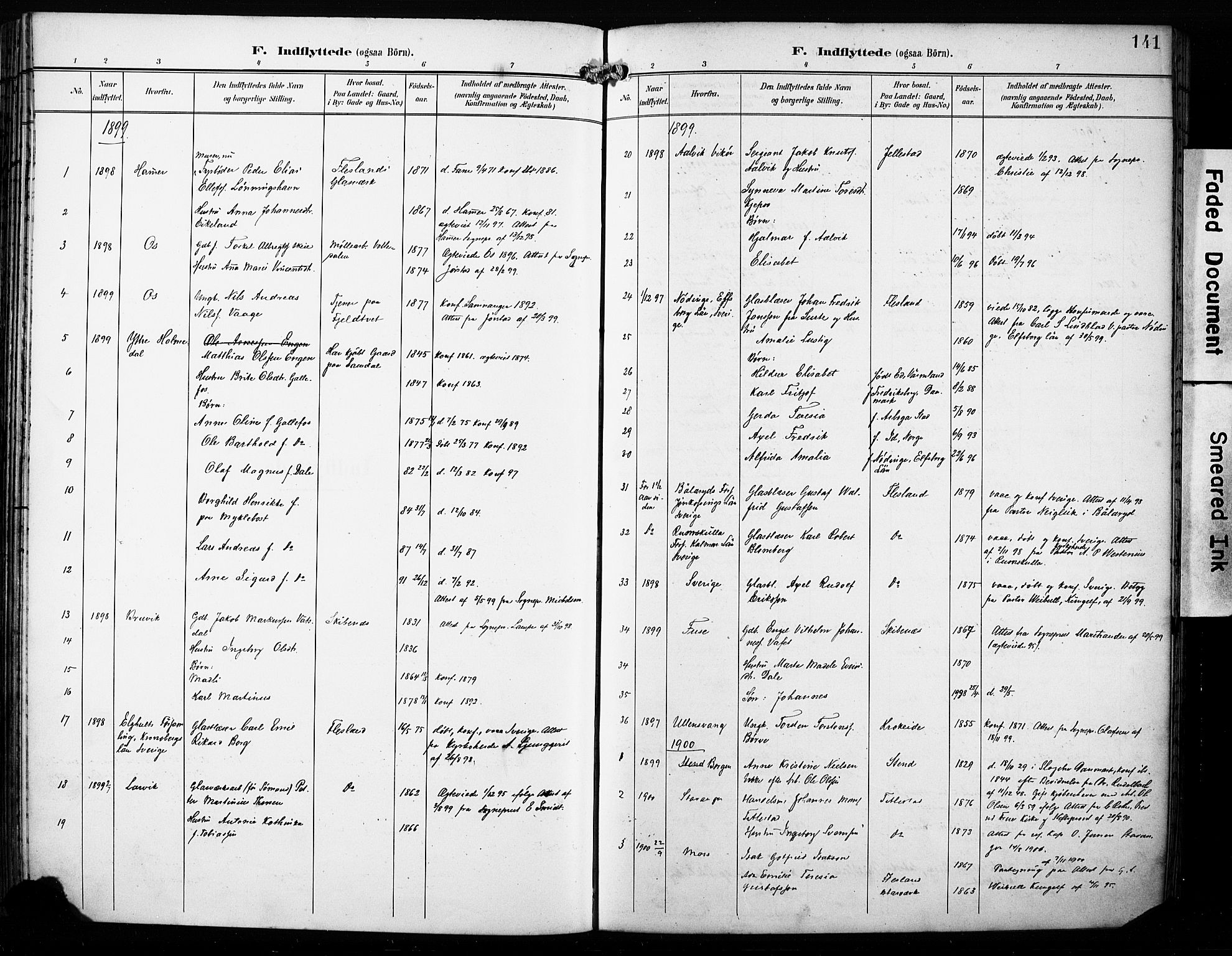 Fana Sokneprestembete, SAB/A-75101/H/Haa/Haab/L0003: Parish register (official) no. B 3, 1898-1907, p. 141