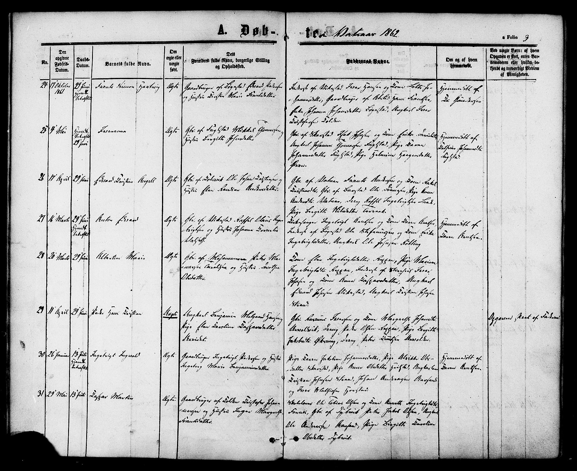 Ministerialprotokoller, klokkerbøker og fødselsregistre - Nordland, AV/SAT-A-1459/810/L0146: Parish register (official) no. 810A08 /1, 1862-1874, p. 3