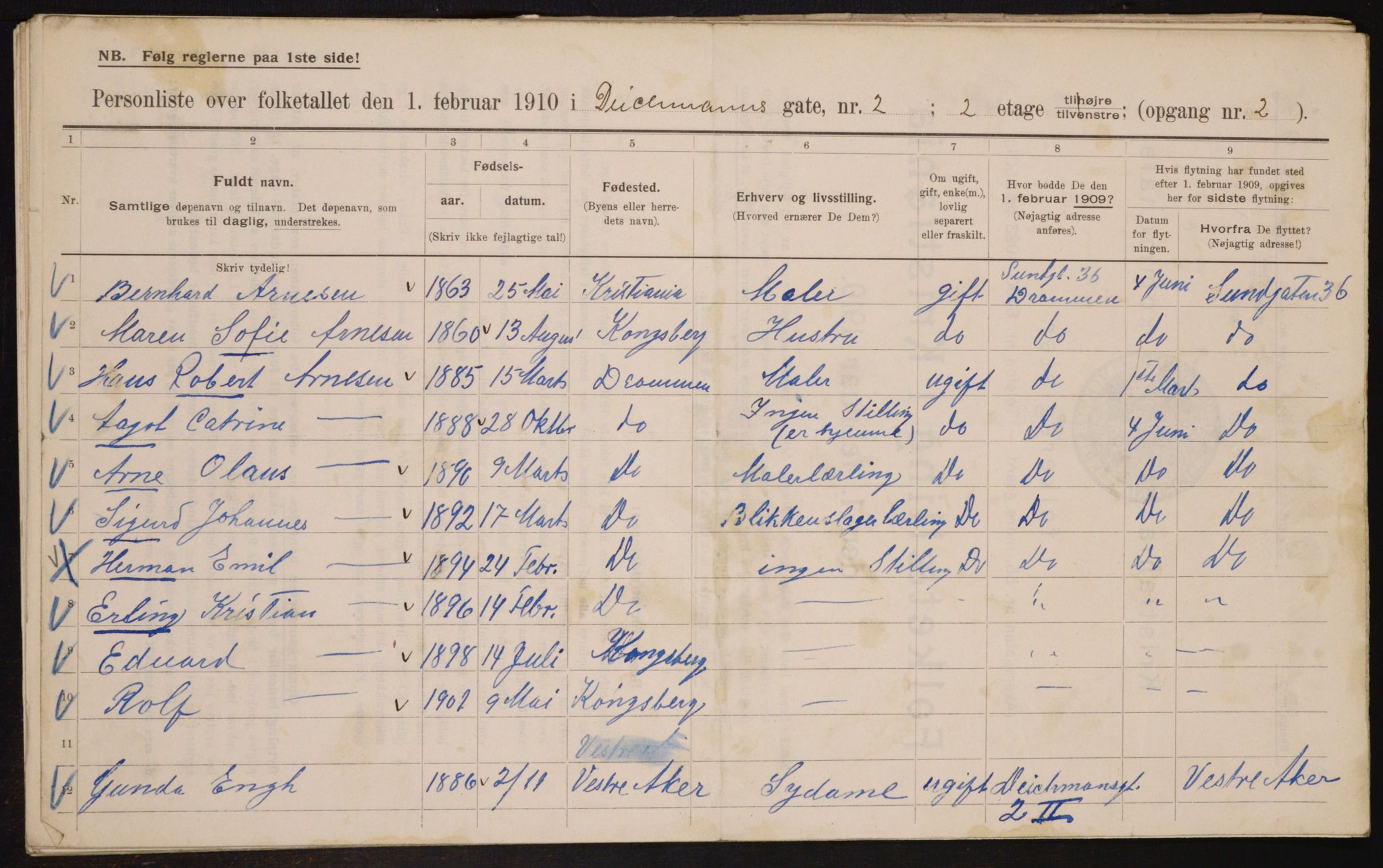 OBA, Municipal Census 1910 for Kristiania, 1910, p. 14776