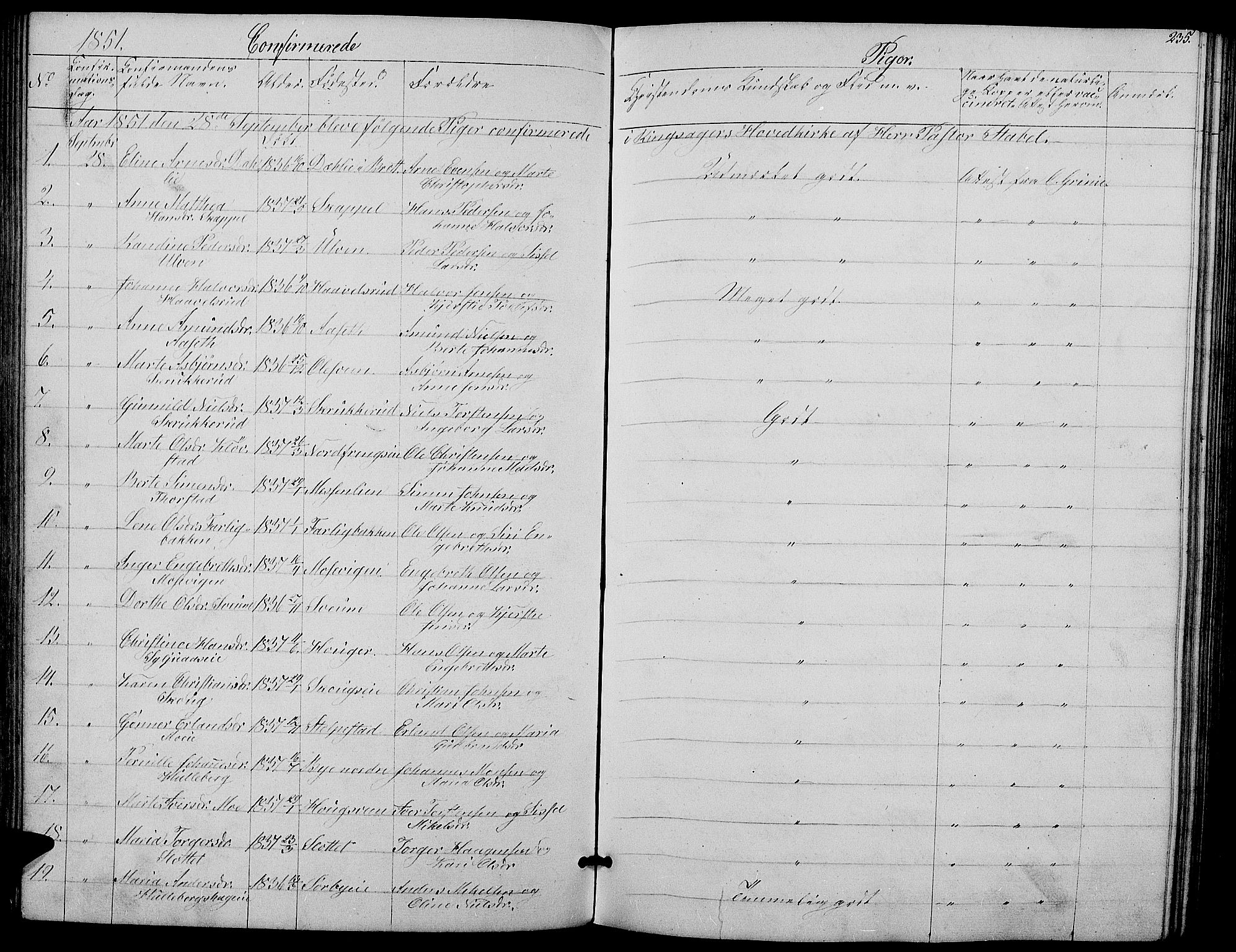 Ringsaker prestekontor, SAH/PREST-014/L/La/L0006: Parish register (copy) no. 6, 1851-1860, p. 235