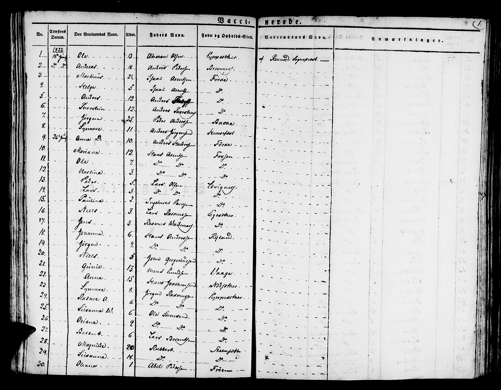 Kinn sokneprestembete, SAB/A-80801/H/Haa/Haaa/L0004/0002: Parish register (official) no. A 4II, 1822-1840, p. 1