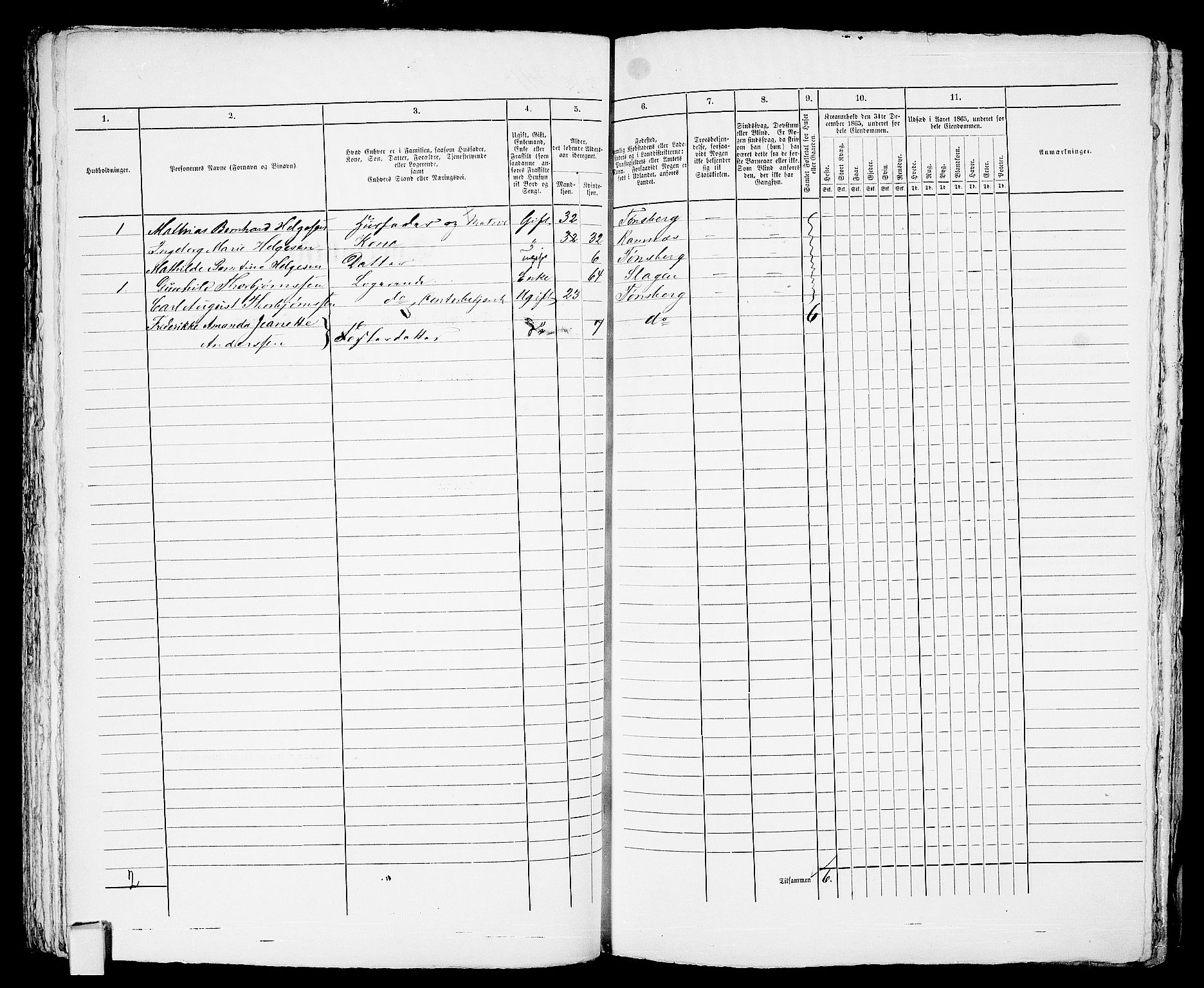 RA, 1865 census for Tønsberg, 1865, p. 523