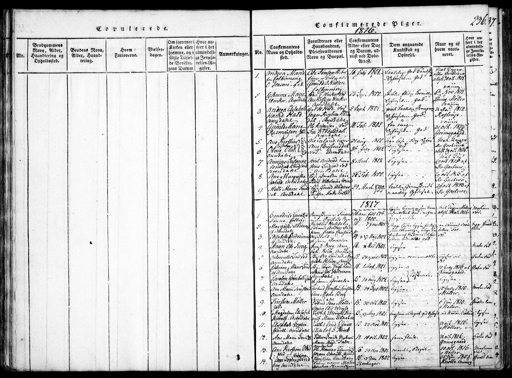 Arendal sokneprestkontor, Trefoldighet, SAK/1111-0040/F/Fa/L0004: Parish register (official) no. A 4, 1816-1839, p. 236