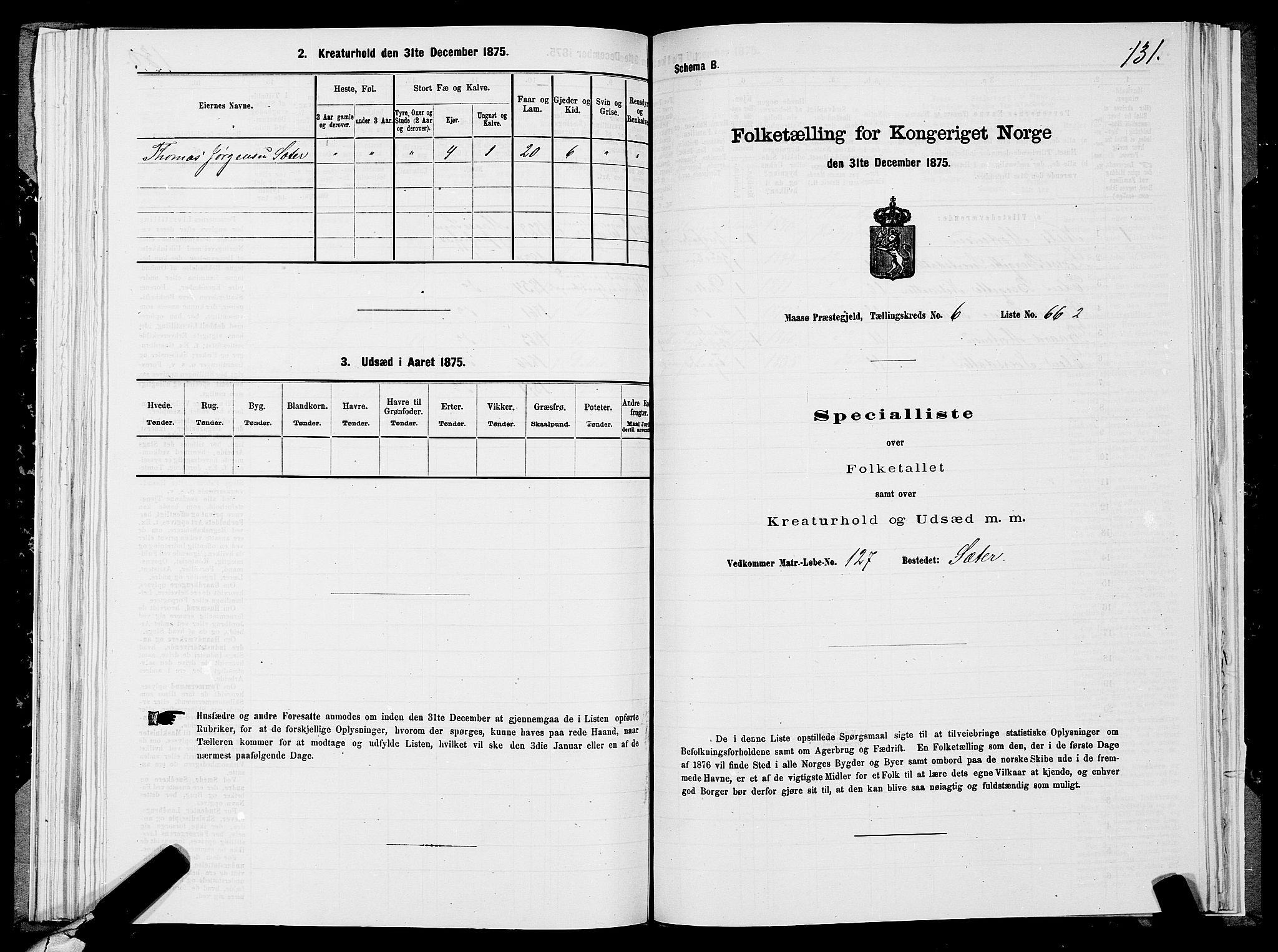 SATØ, 1875 census for 2018P Måsøy, 1875, p. 1131