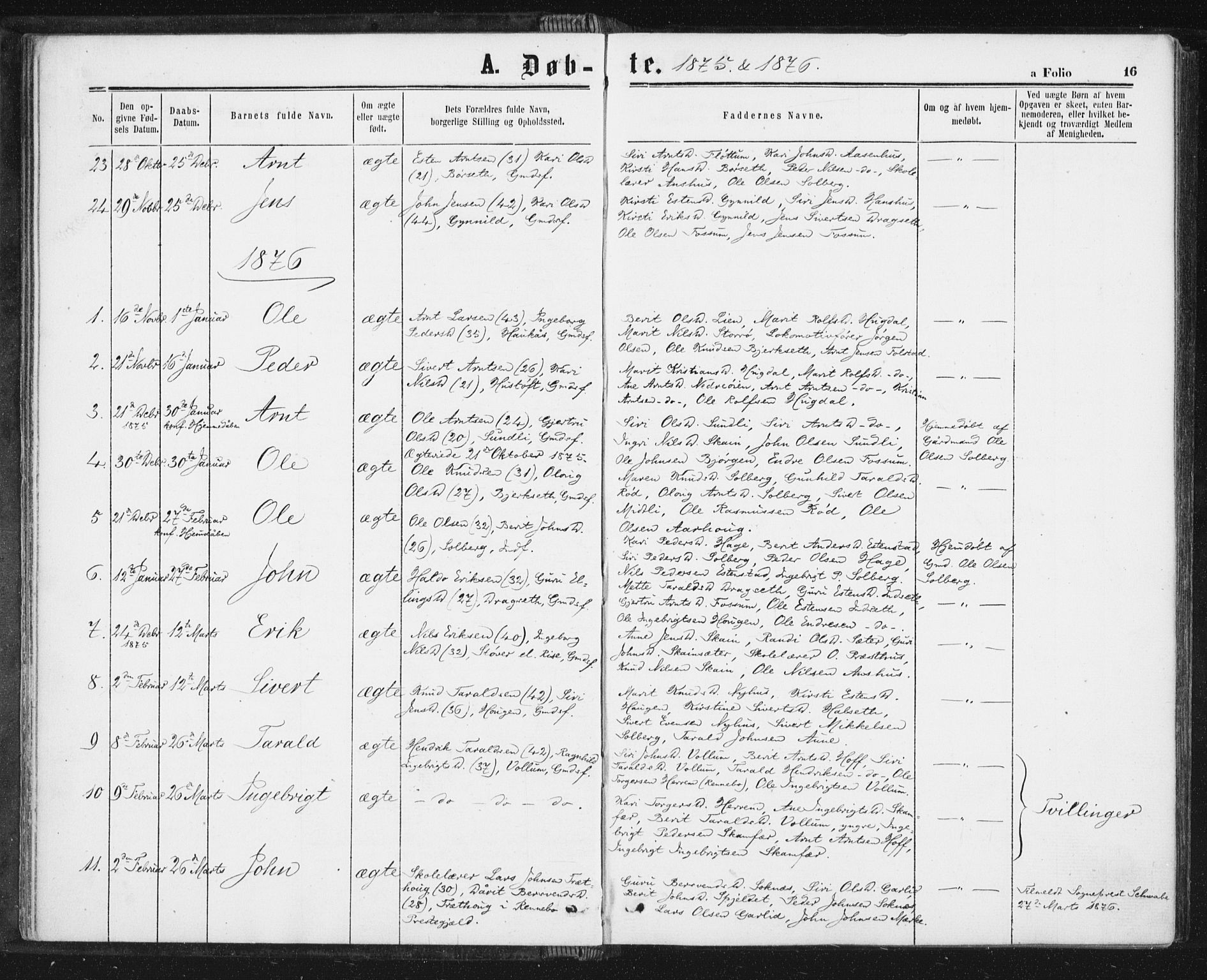Ministerialprotokoller, klokkerbøker og fødselsregistre - Sør-Trøndelag, SAT/A-1456/689/L1039: Parish register (official) no. 689A04, 1865-1878, p. 16