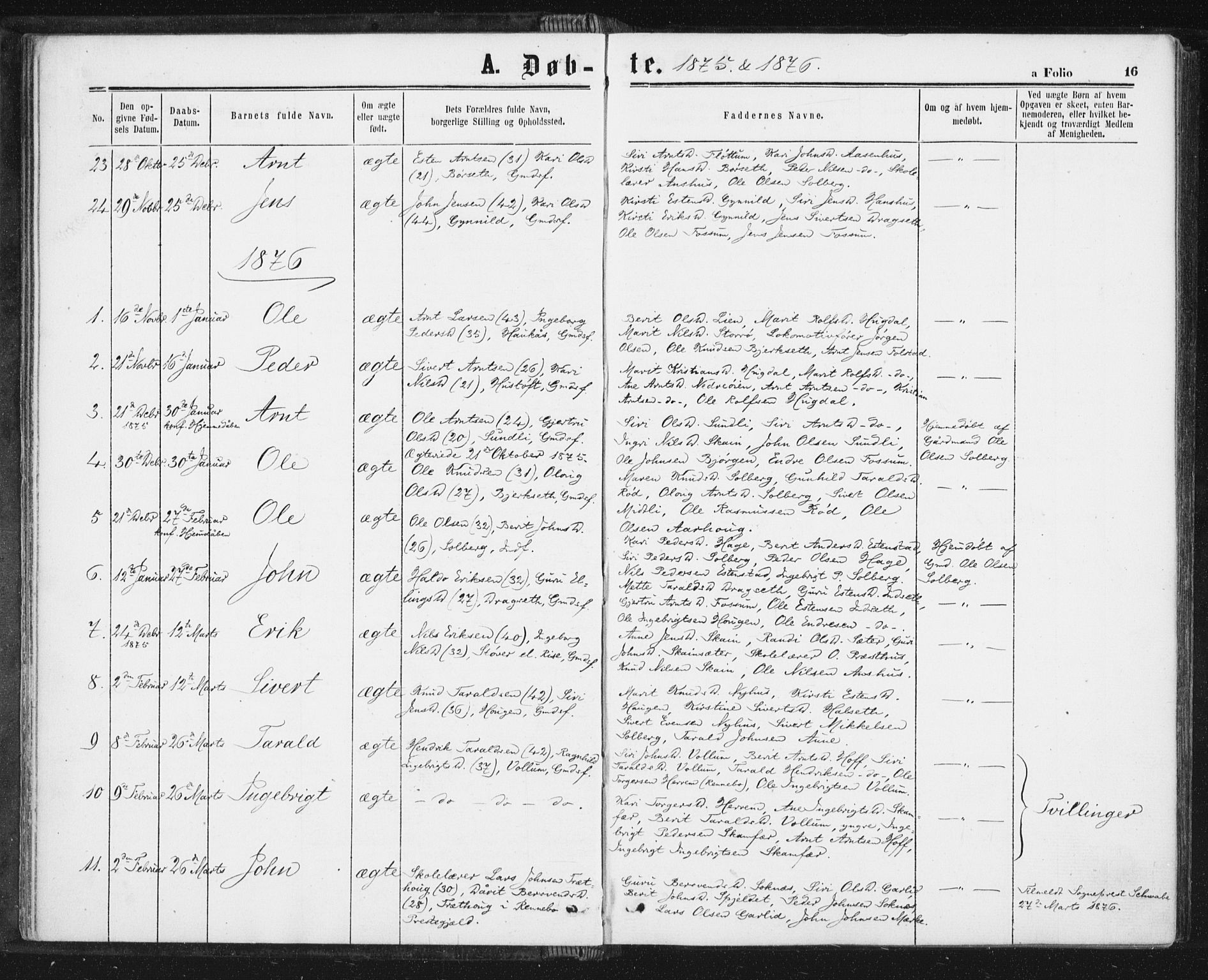 Ministerialprotokoller, klokkerbøker og fødselsregistre - Sør-Trøndelag, AV/SAT-A-1456/689/L1039: Parish register (official) no. 689A04, 1865-1878, p. 16