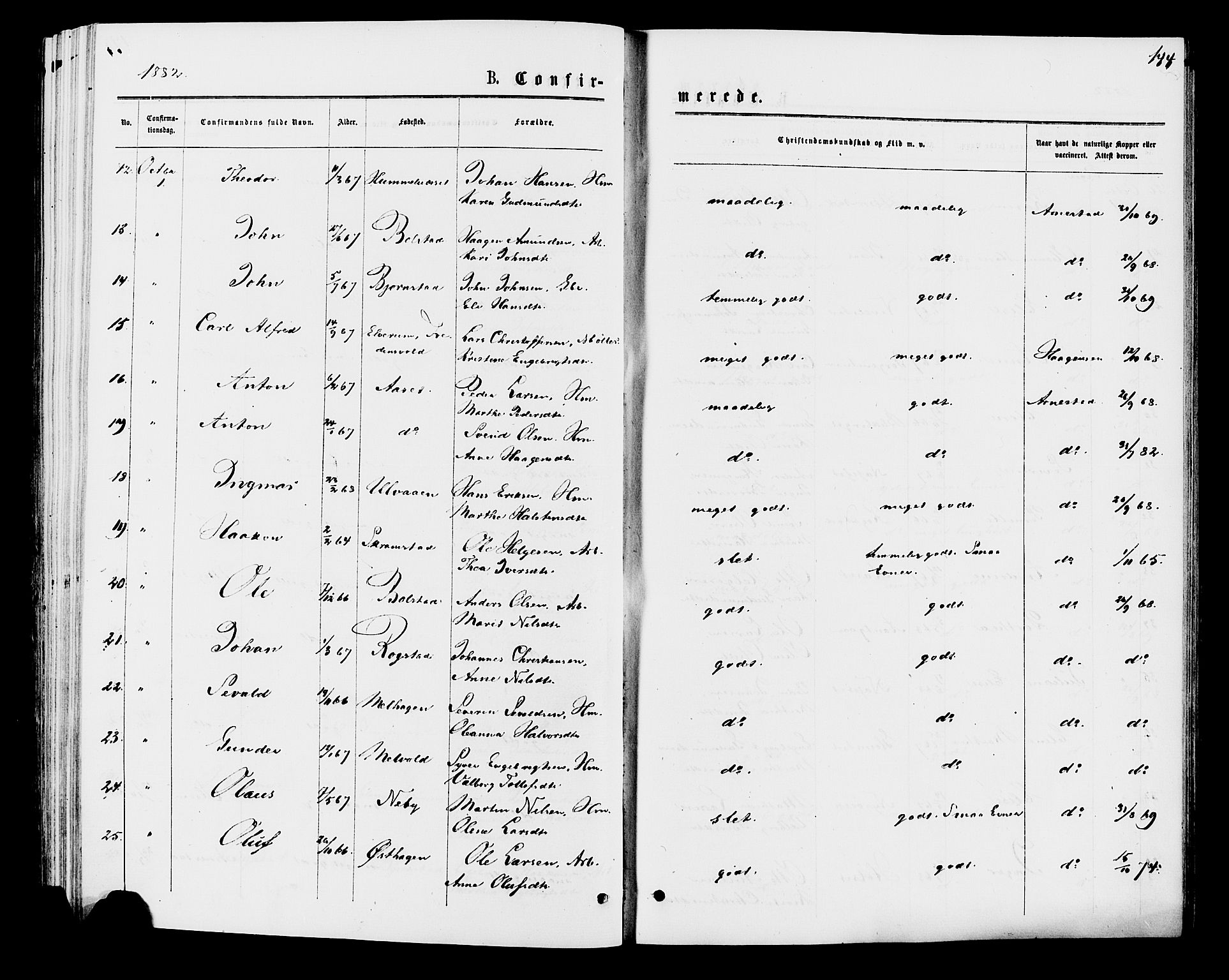 Åmot prestekontor, Hedmark, AV/SAH-PREST-056/H/Ha/Haa/L0009: Parish register (official) no. 9, 1875-1883, p. 144