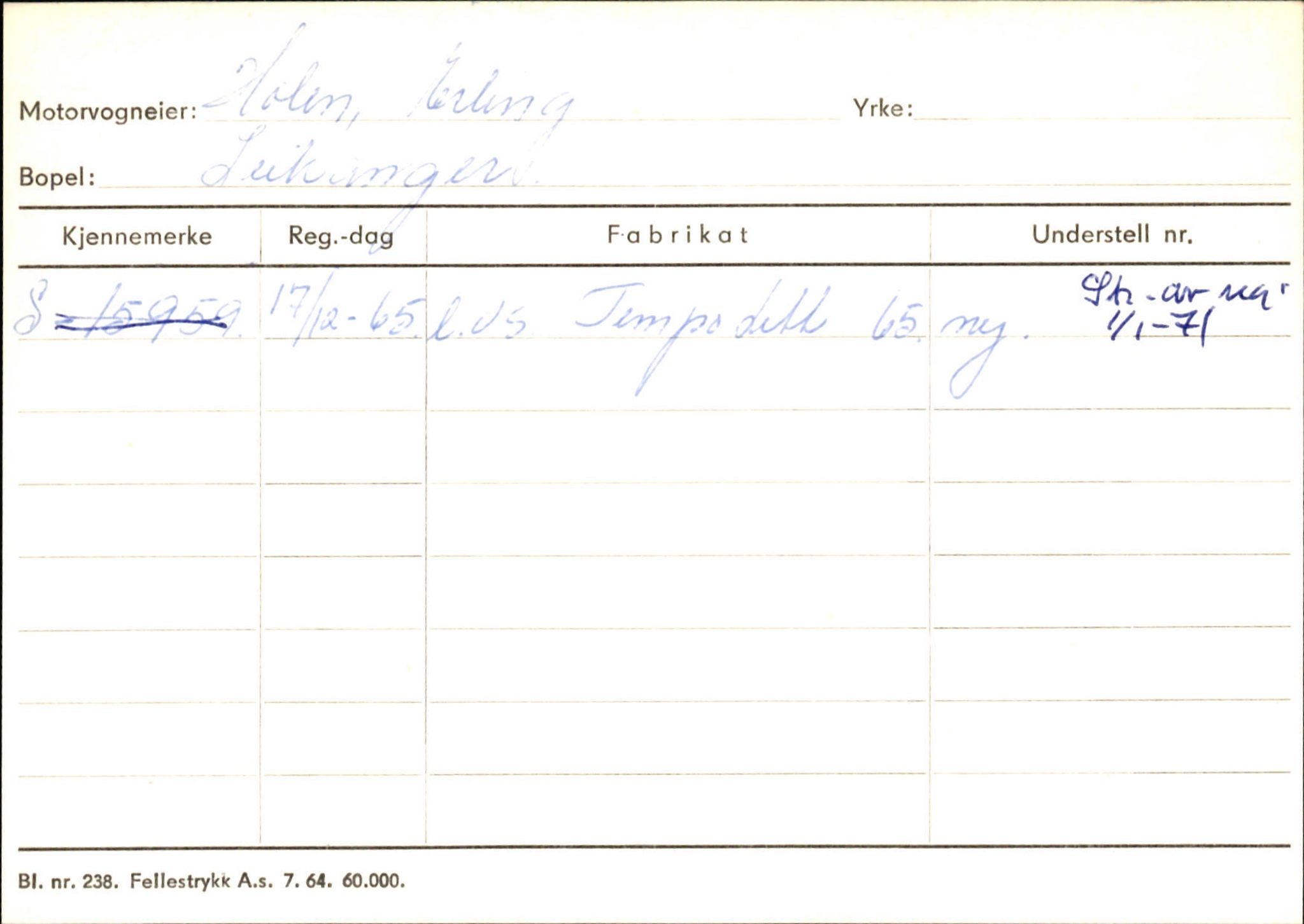 Statens vegvesen, Sogn og Fjordane vegkontor, AV/SAB-A-5301/4/F/L0126: Eigarregister Fjaler M-Å. Leikanger A-Å, 1945-1975, p. 1438