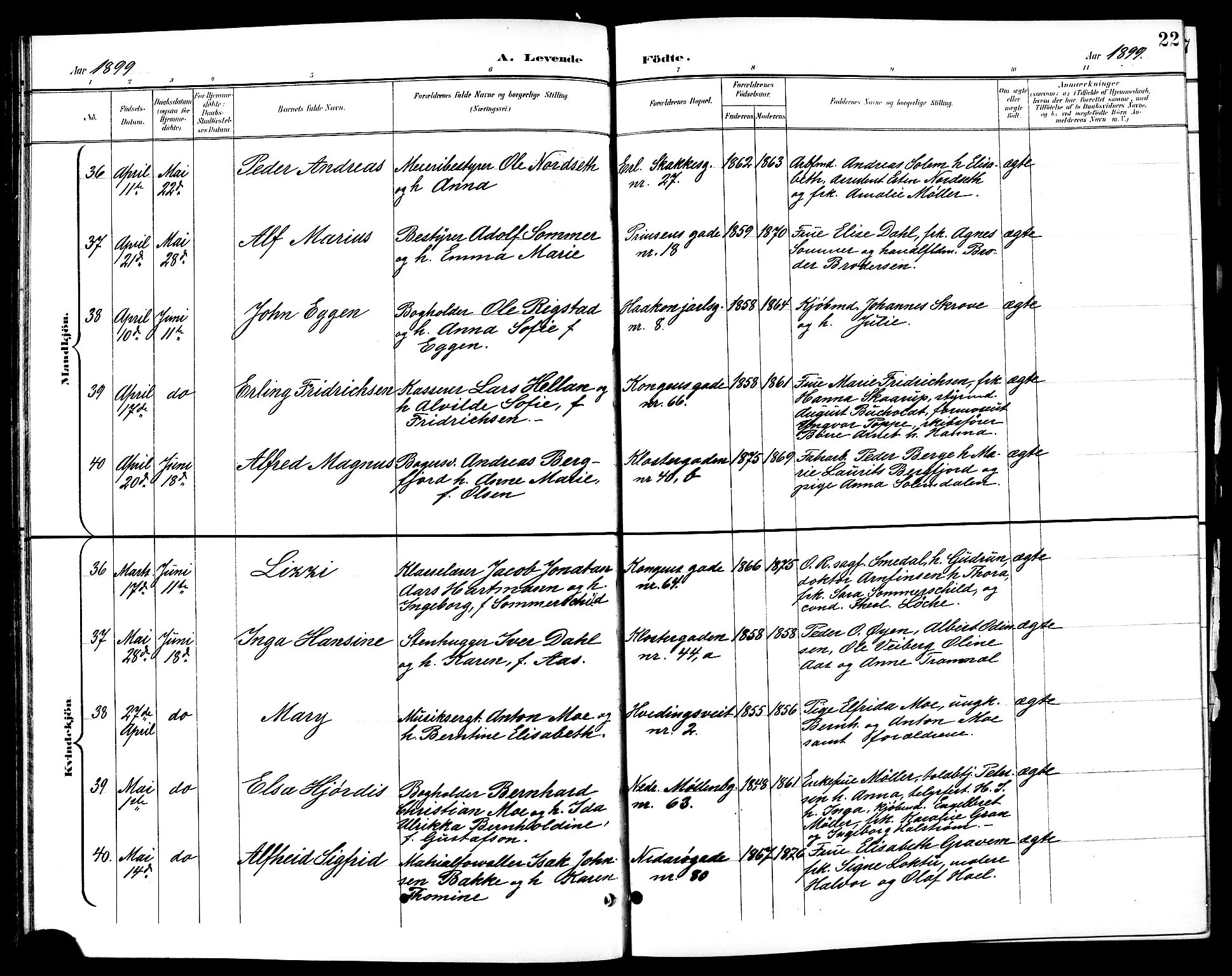 Ministerialprotokoller, klokkerbøker og fødselsregistre - Sør-Trøndelag, SAT/A-1456/601/L0094: Parish register (copy) no. 601C12, 1898-1911, p. 22