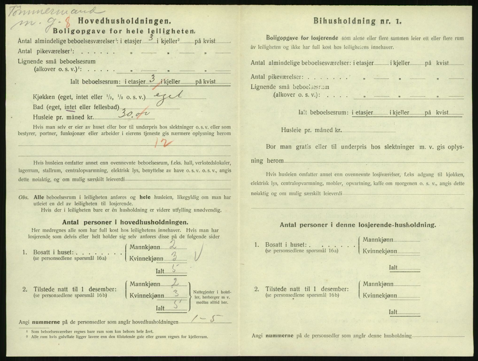 SAH, 1920 census for Lillehammer, 1920, p. 2575