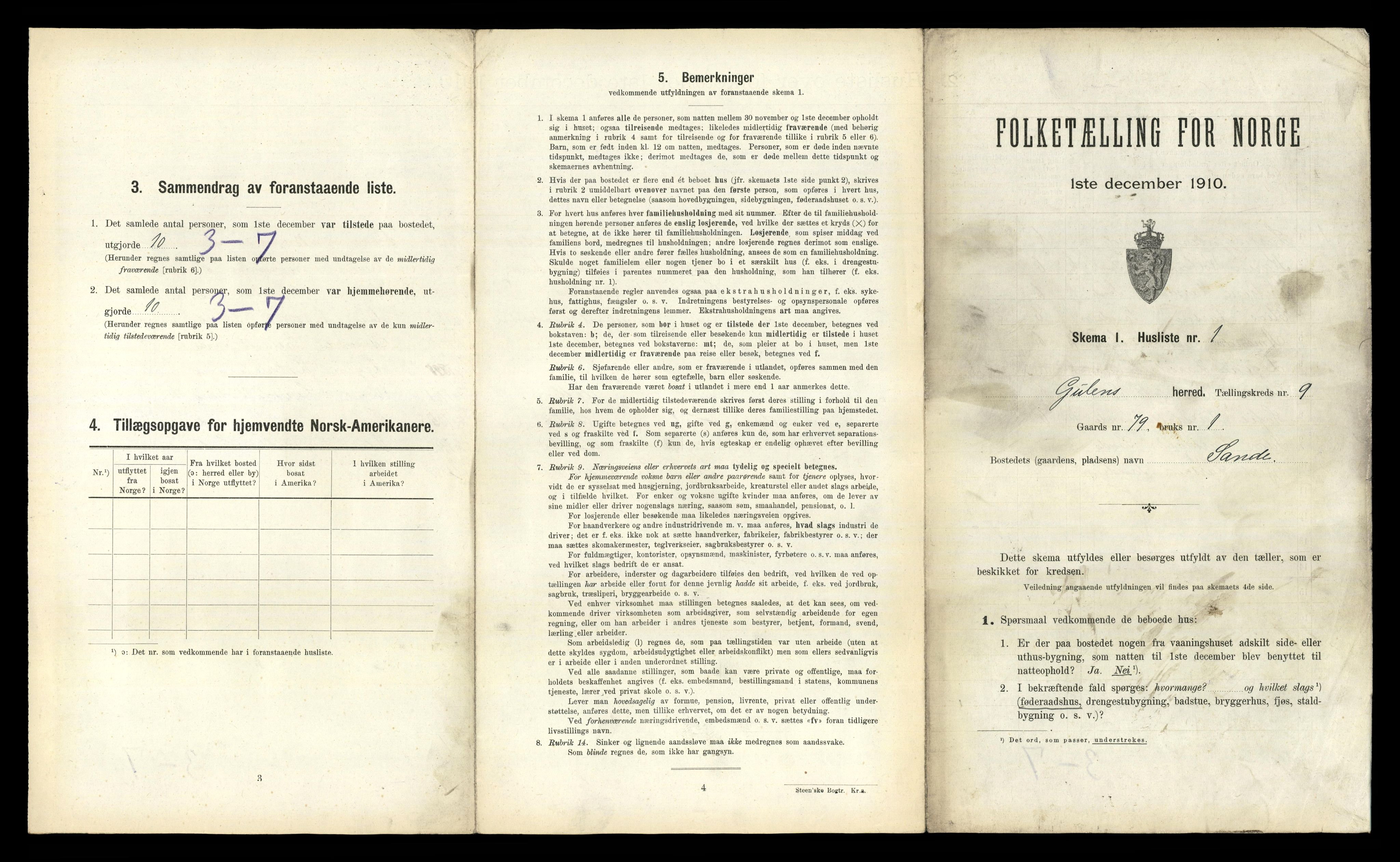 RA, 1910 census for Gulen, 1910, p. 814