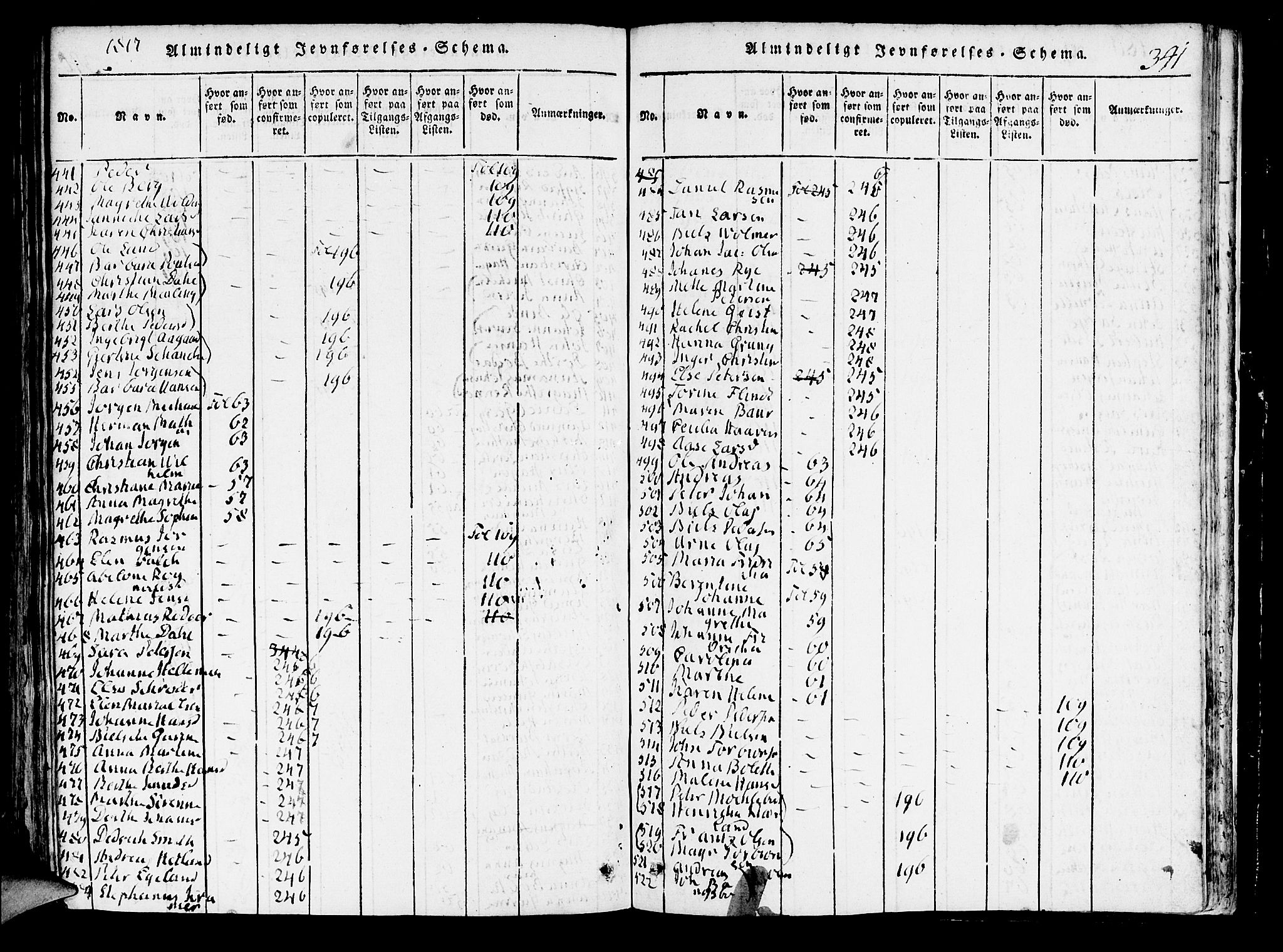 Domkirken sokneprestembete, AV/SAB-A-74801/H/Hab/L0001: Parish register (copy) no. A 1, 1816-1821, p. 341