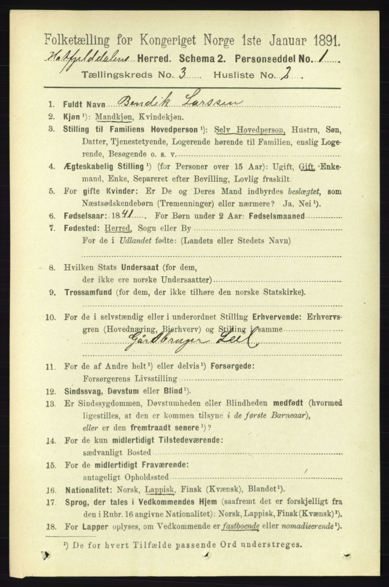 RA, 1891 census for 1826 Hattfjelldal, 1891, p. 640