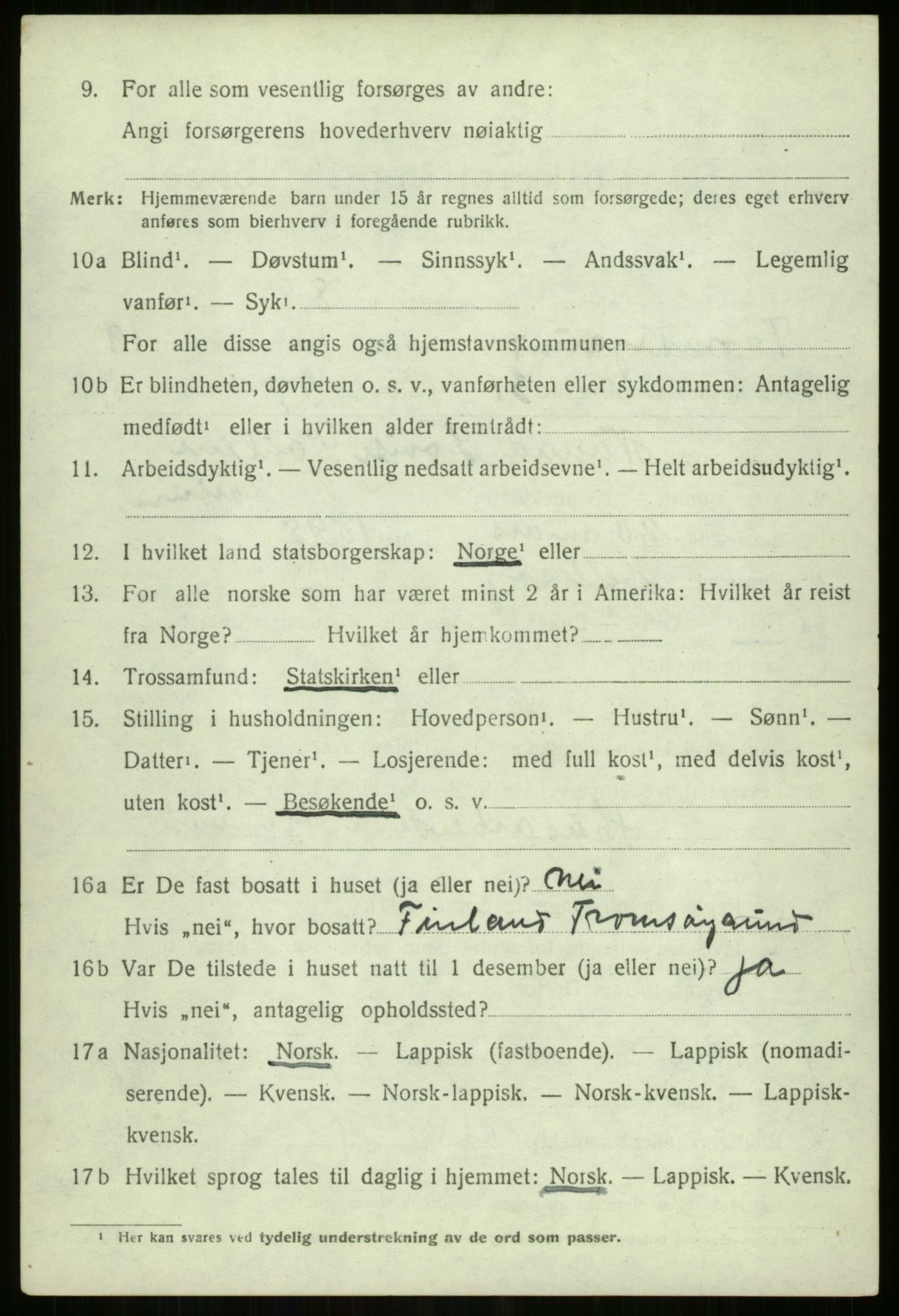 SATØ, 1920 census for Tromsøysund, 1920, p. 10567