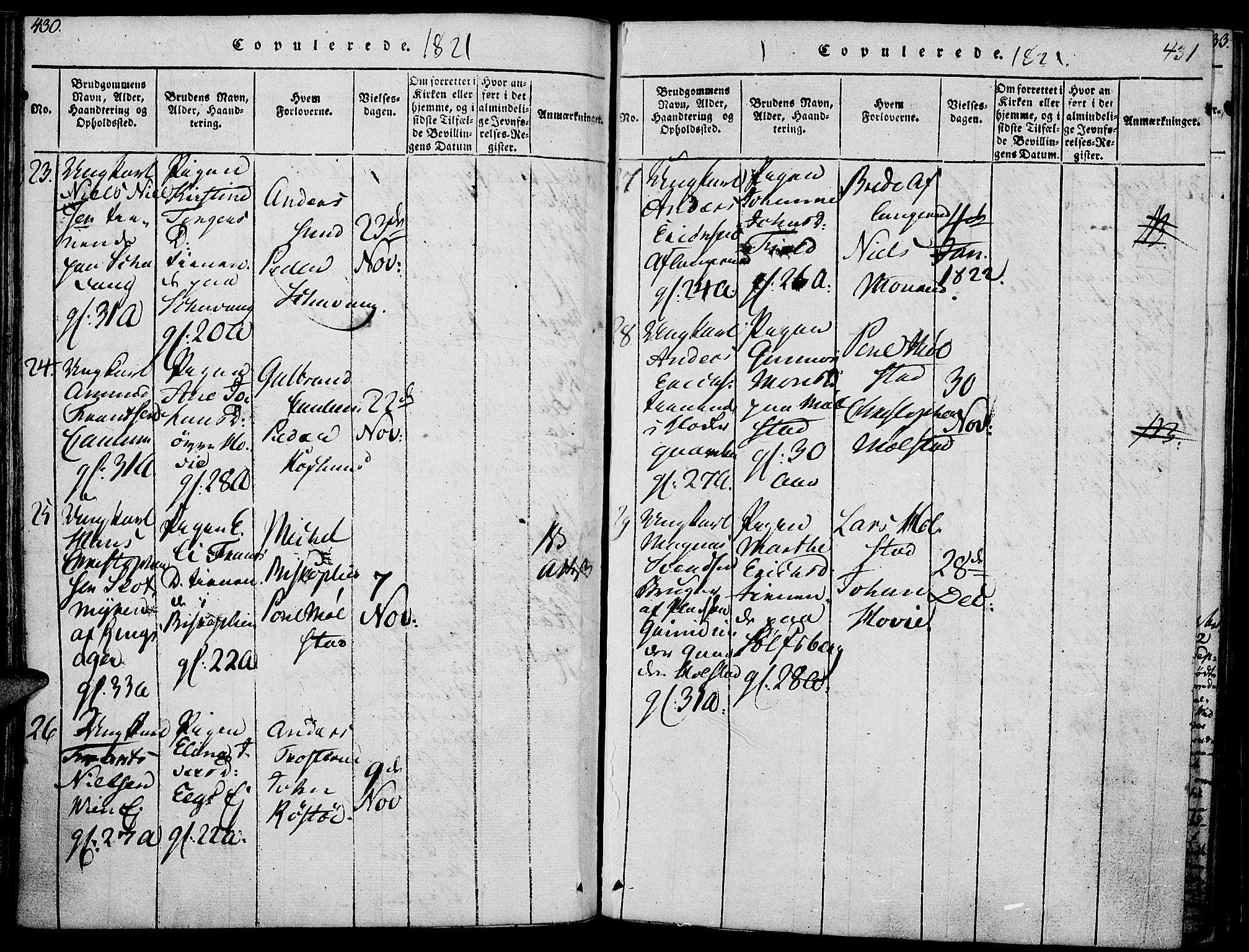 Nes prestekontor, Hedmark, AV/SAH-PREST-020/K/Ka/L0002: Parish register (official) no. 2, 1813-1827, p. 430-431