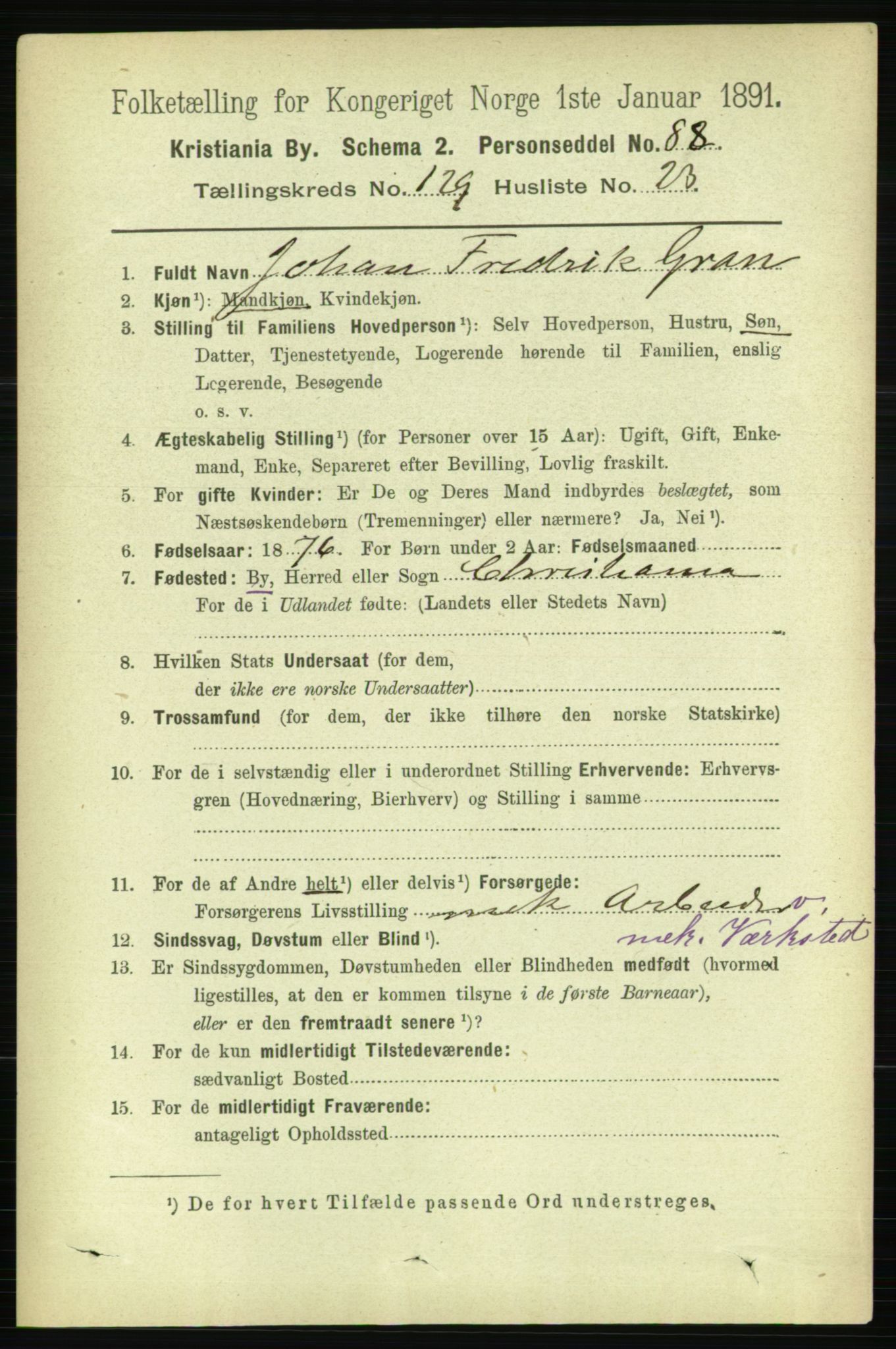 RA, 1891 census for 0301 Kristiania, 1891, p. 69982