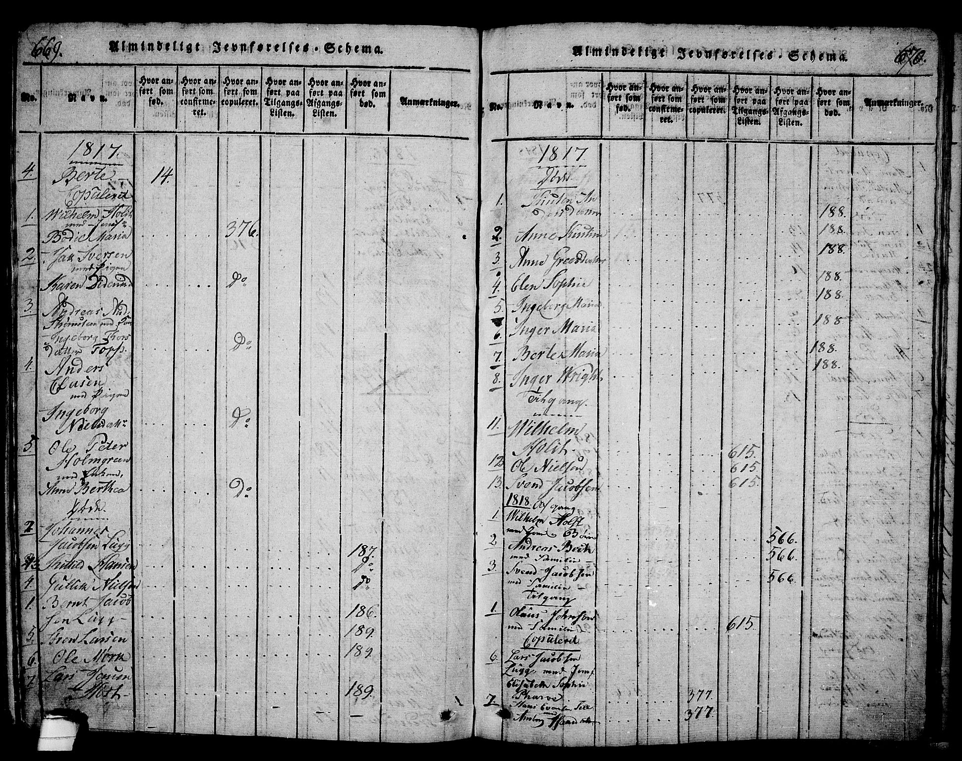 Langesund kirkebøker, AV/SAKO-A-280/G/Ga/L0003: Parish register (copy) no. 3, 1815-1858, p. 669-670