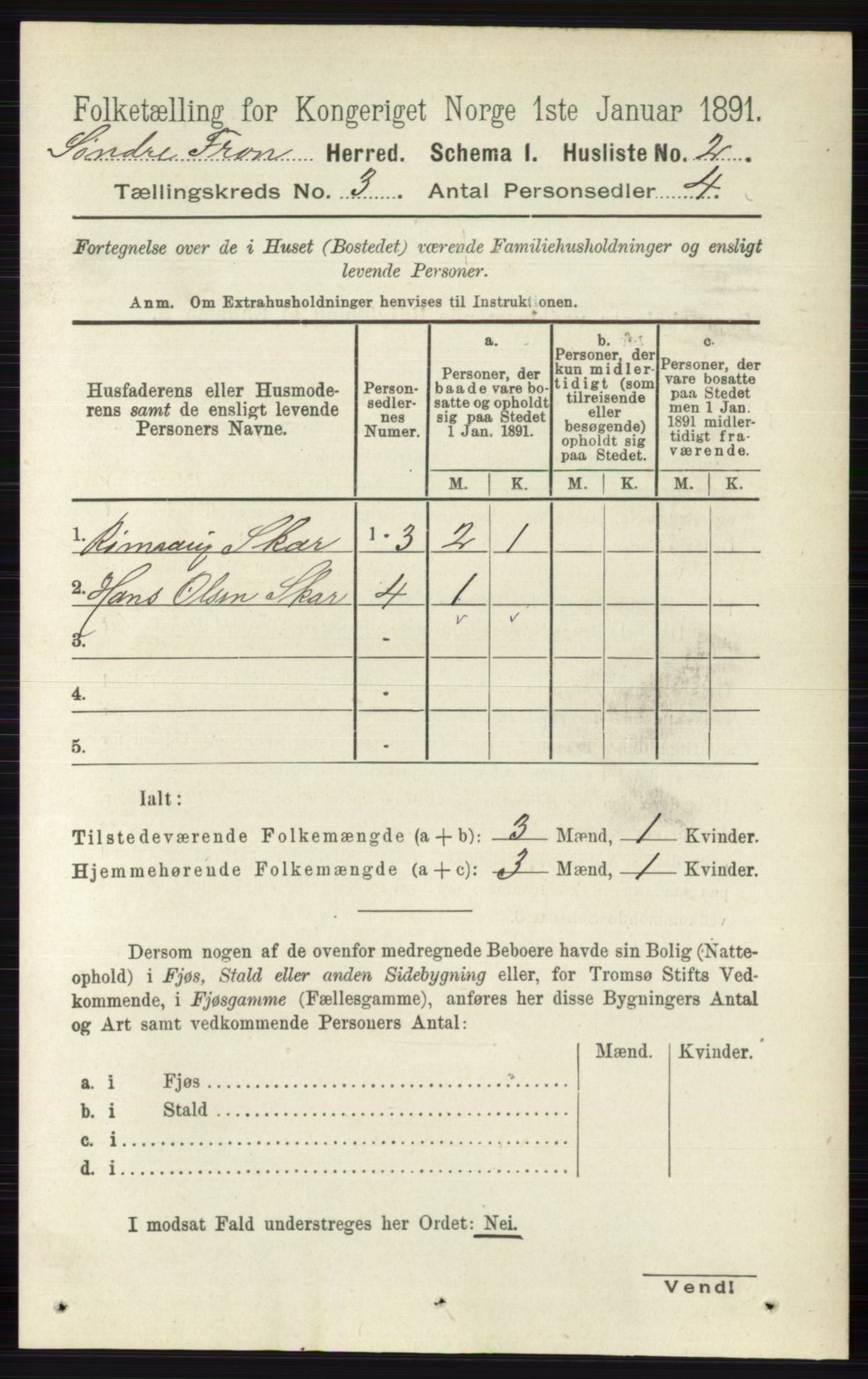 RA, 1891 census for 0519 Sør-Fron, 1891, p. 913