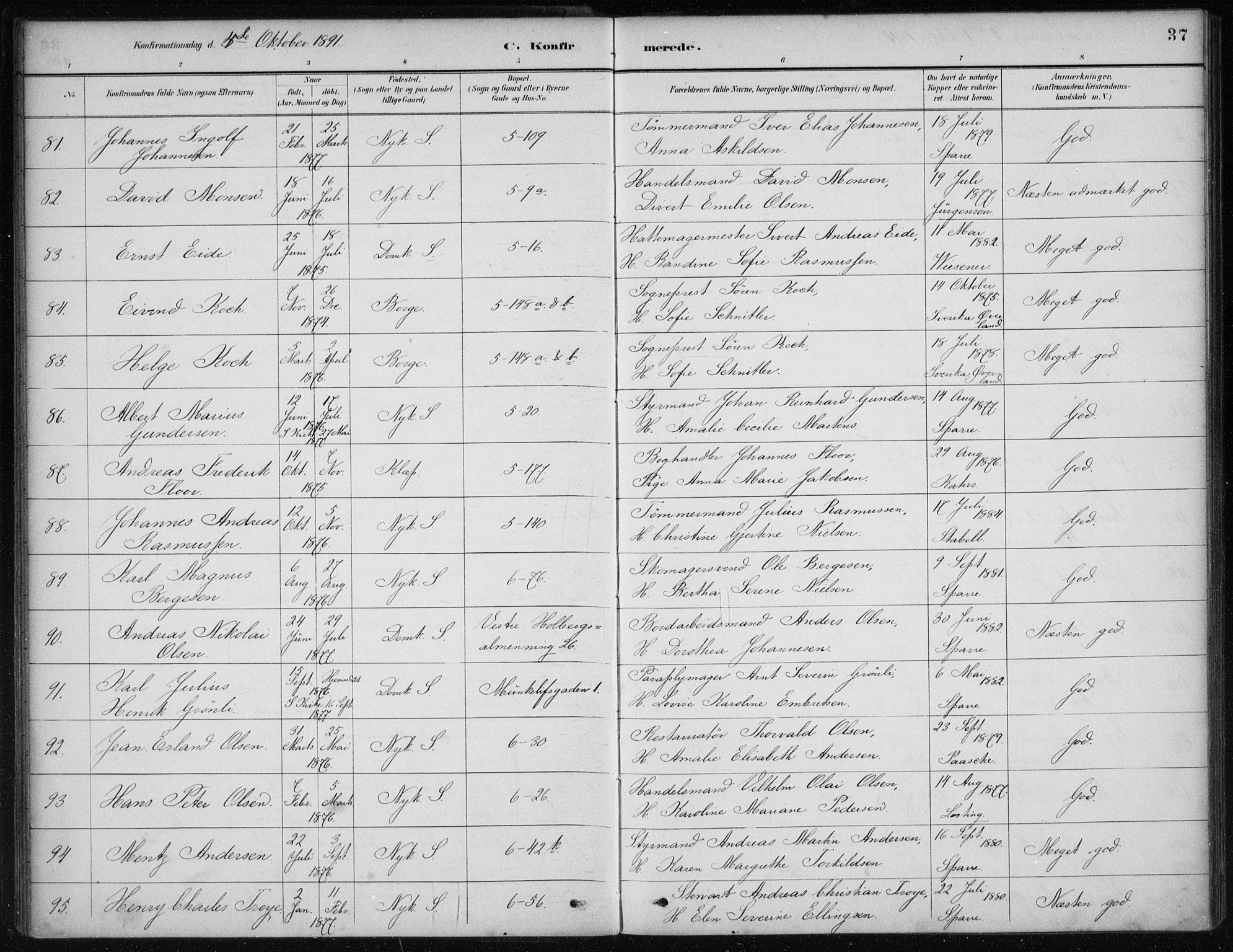 Nykirken Sokneprestembete, AV/SAB-A-77101/H/Haa/L0027: Parish register (official) no. C 6, 1886-1913, p. 37