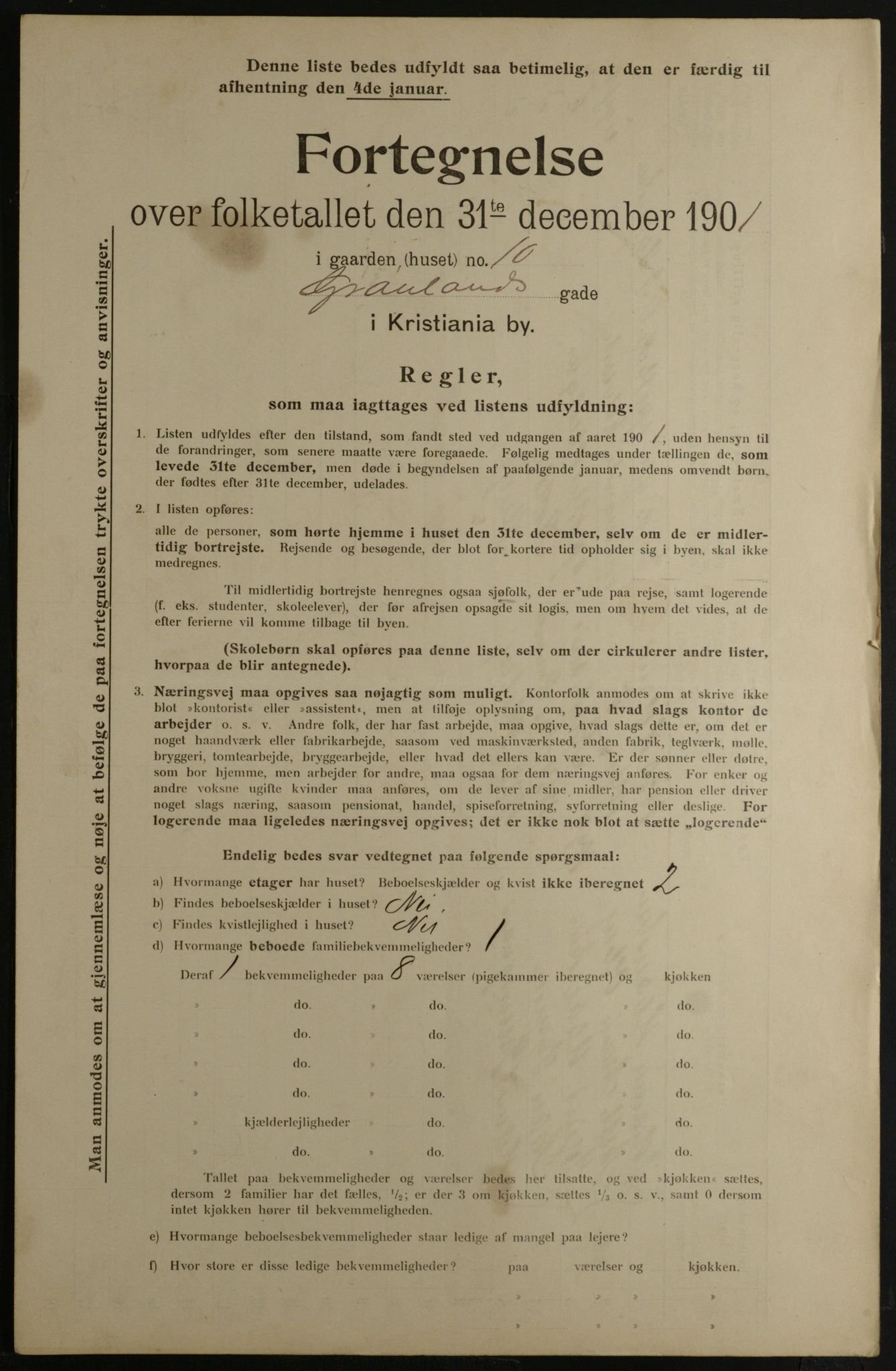 OBA, Municipal Census 1901 for Kristiania, 1901, p. 5055