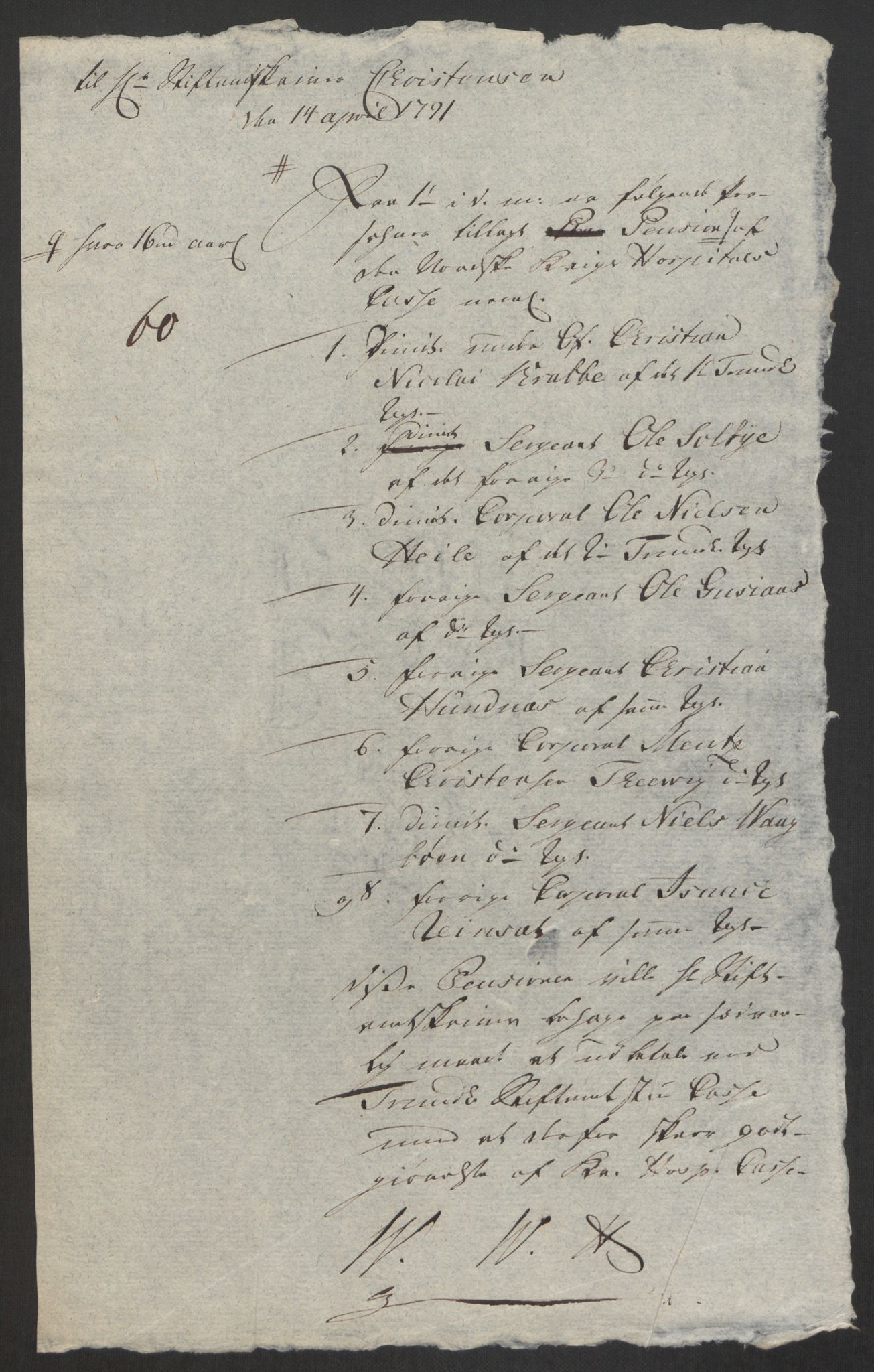 Forsvaret, Den norske kvesthuskasse/krigshospitalkasse, AV/RA-RAFA-1887/F/Fa/L0008: Konsepter, 1790-1793, p. 461