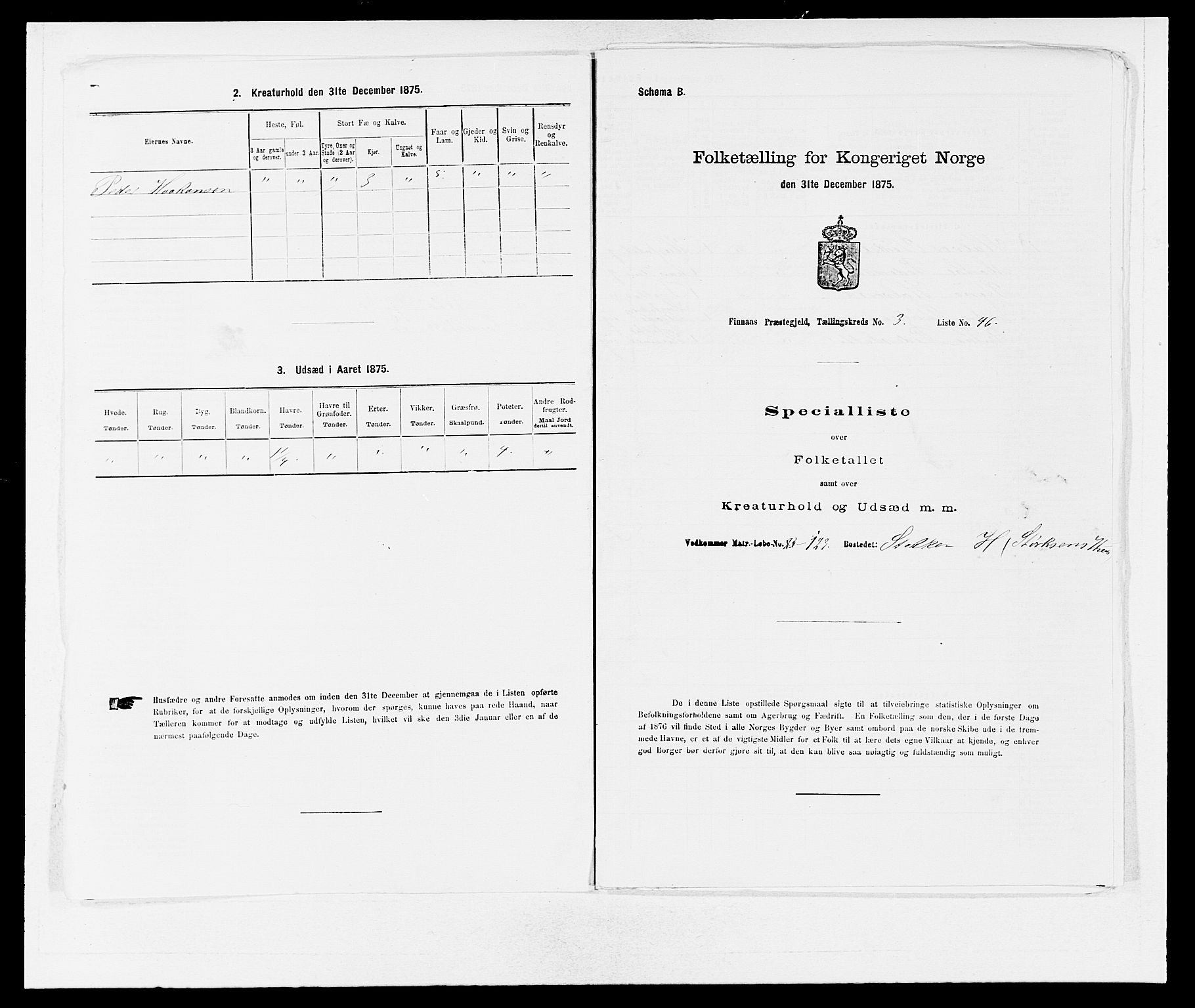 SAB, 1875 census for 1218P Finnås, 1875, p. 512