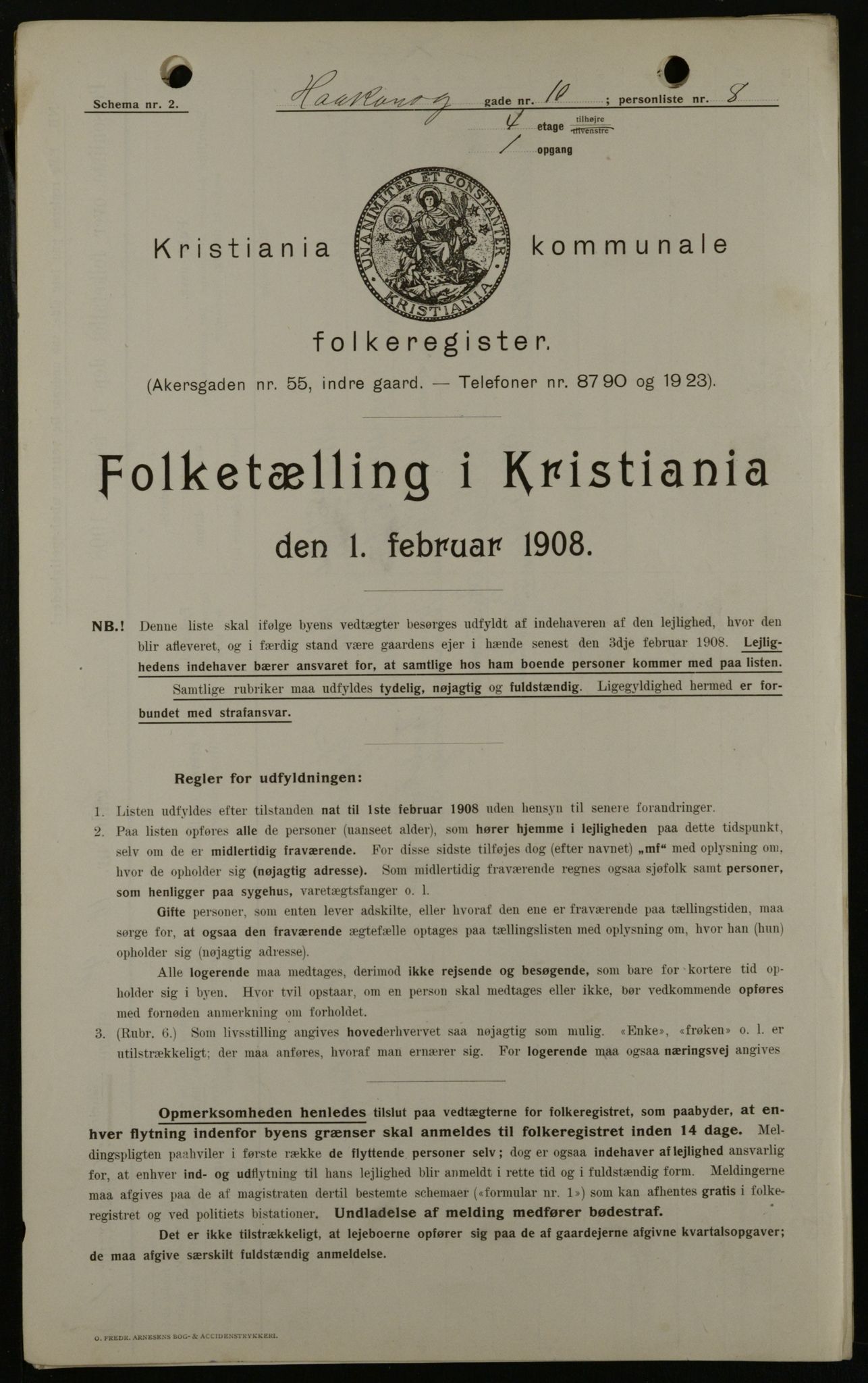 OBA, Municipal Census 1908 for Kristiania, 1908, p. 38423