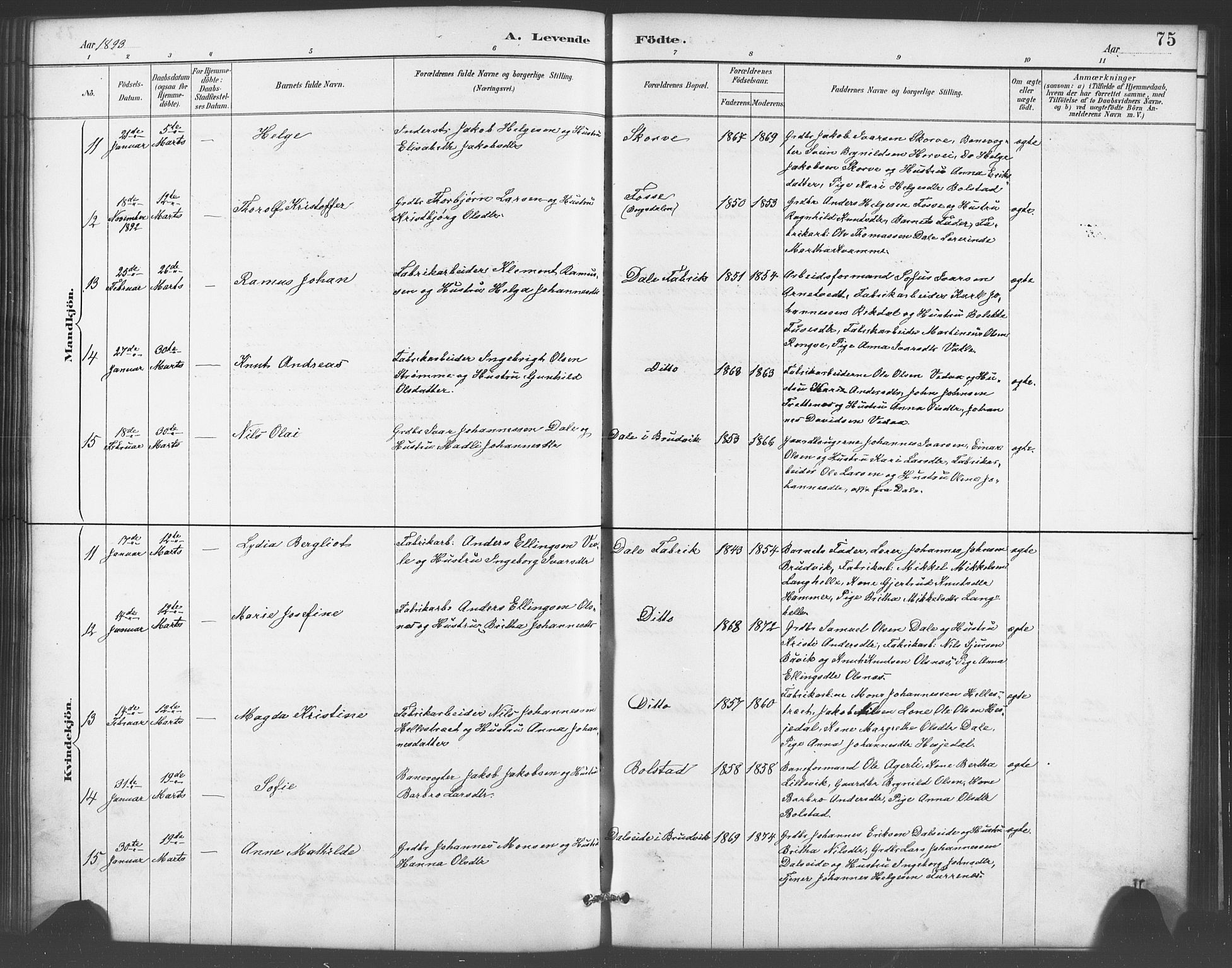 Evanger sokneprestembete, AV/SAB-A-99924: Parish register (copy) no. A 4, 1887-1897, p. 75