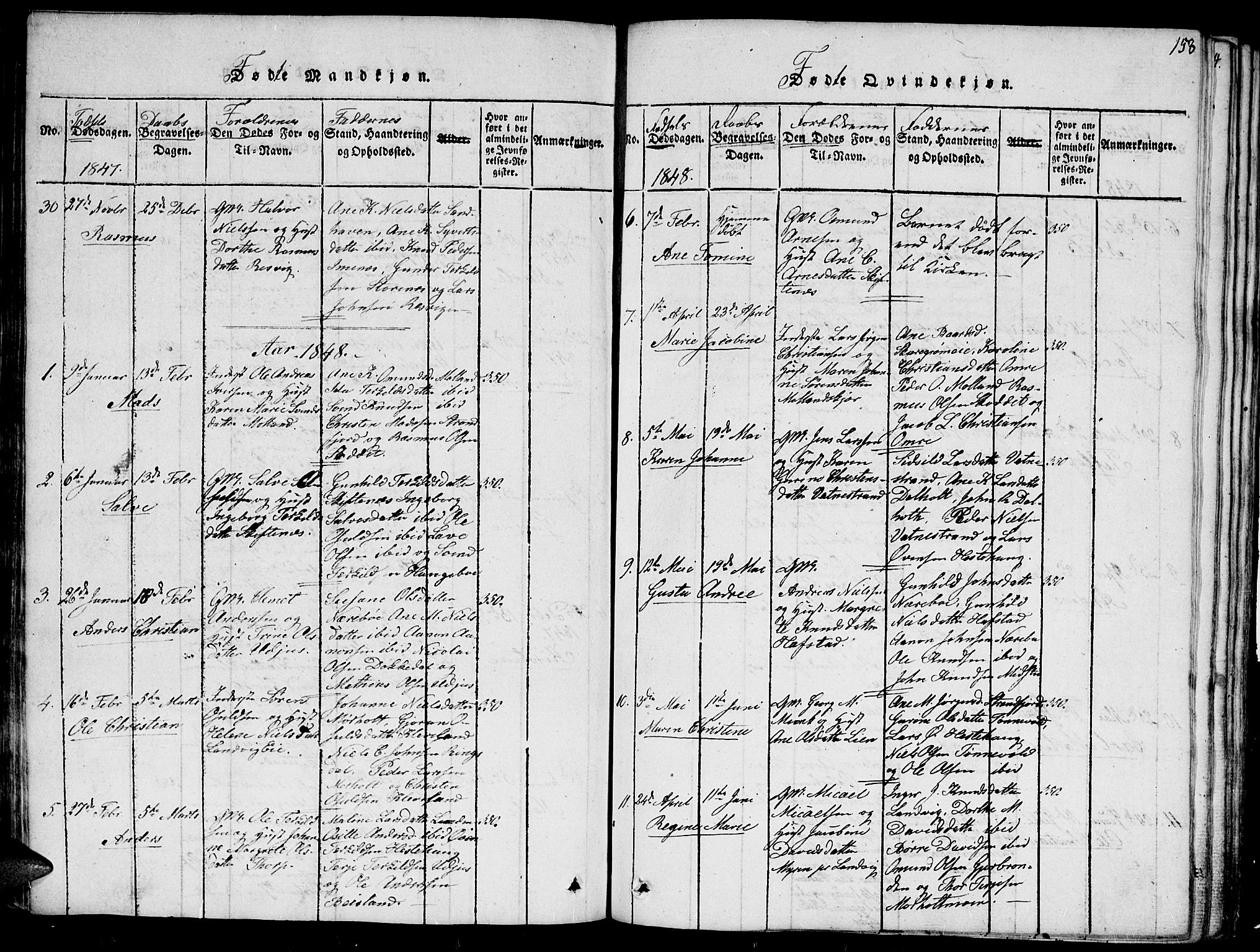 Hommedal sokneprestkontor, SAK/1111-0023/F/Fa/Fab/L0003: Parish register (official) no. A 3, 1815-1848, p. 158