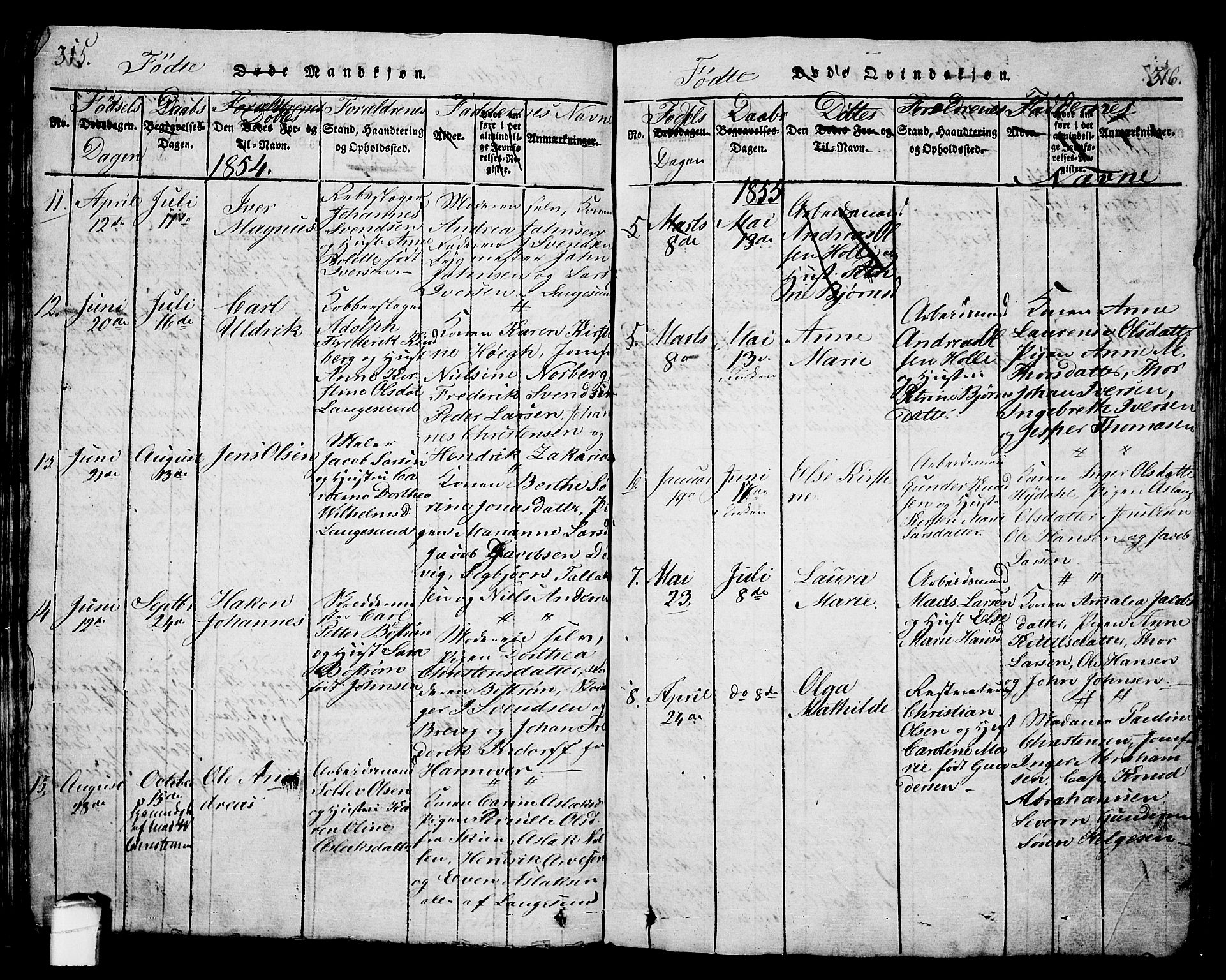 Langesund kirkebøker, SAKO/A-280/G/Ga/L0003: Parish register (copy) no. 3, 1815-1858, p. 315-316