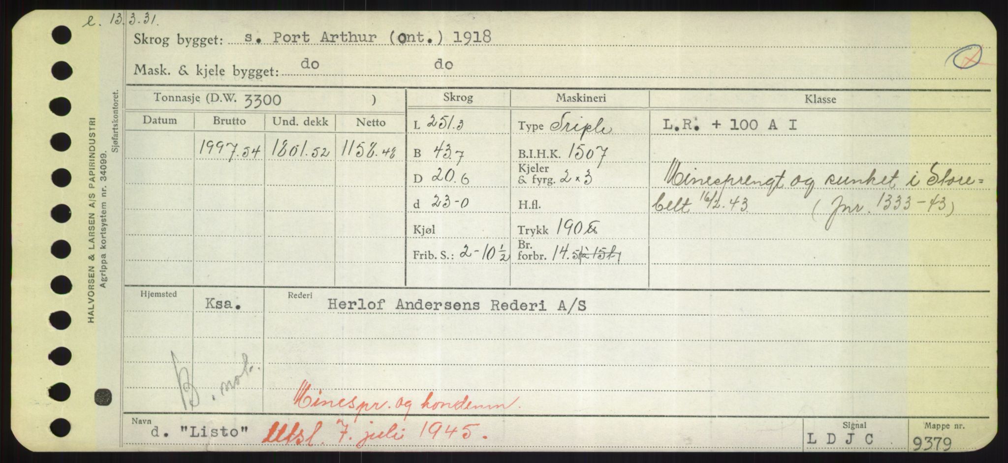 Sjøfartsdirektoratet med forløpere, Skipsmålingen, RA/S-1627/H/Hd/L0023: Fartøy, Lia-Løv, p. 233