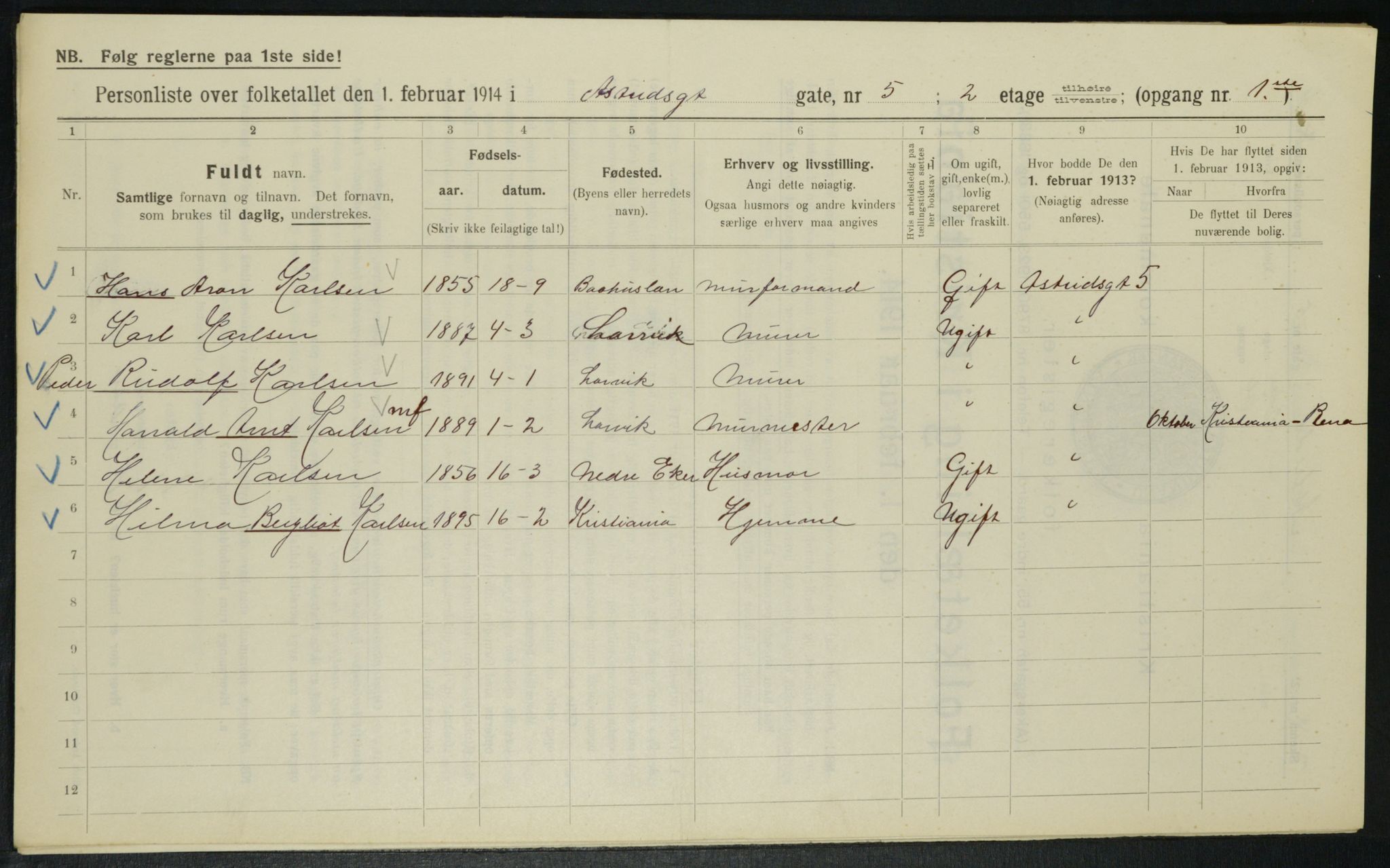 OBA, Municipal Census 1914 for Kristiania, 1914, p. 17338