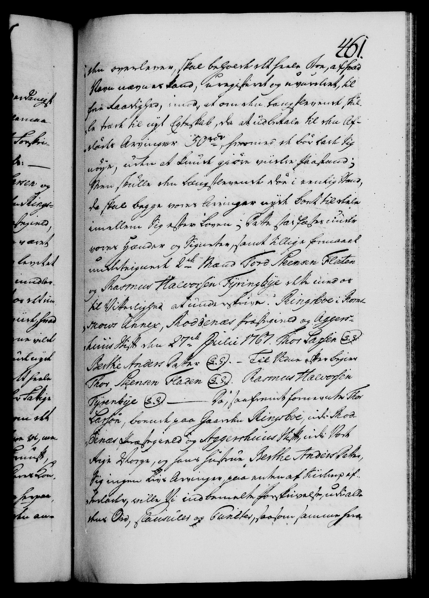Danske Kanselli 1572-1799, AV/RA-EA-3023/F/Fc/Fca/Fcaa/L0043: Norske registre, 1766-1768, p. 461a