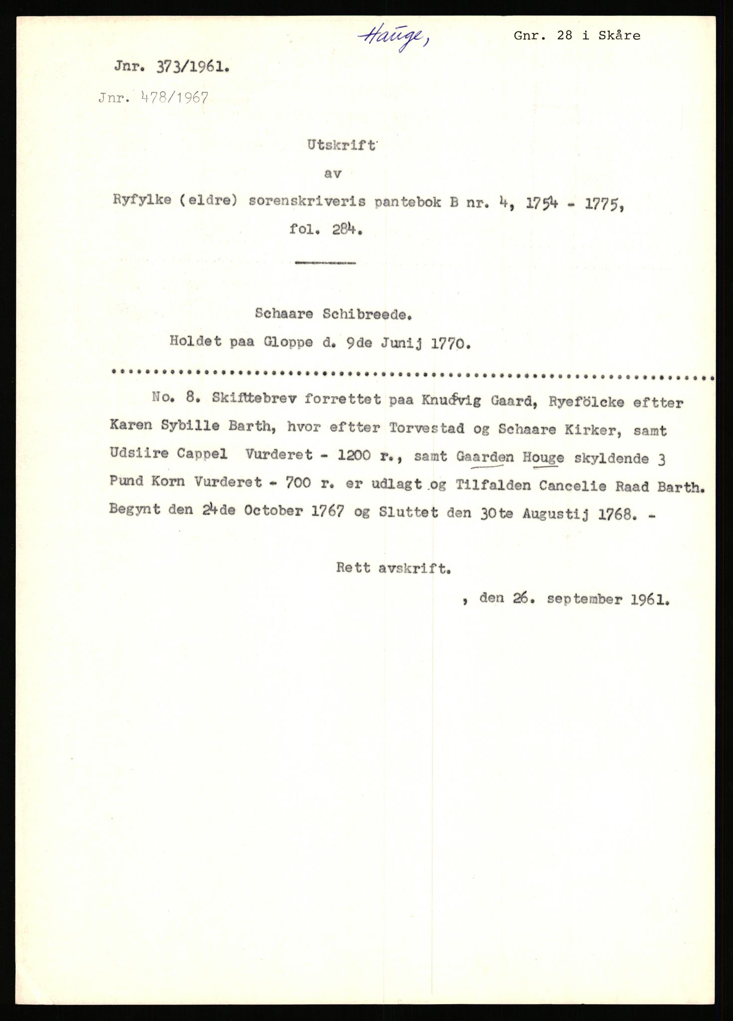 Statsarkivet i Stavanger, AV/SAST-A-101971/03/Y/Yj/L0031: Avskrifter sortert etter gårdsnavn: Harveland - Hauge nedre, 1750-1930, p. 638