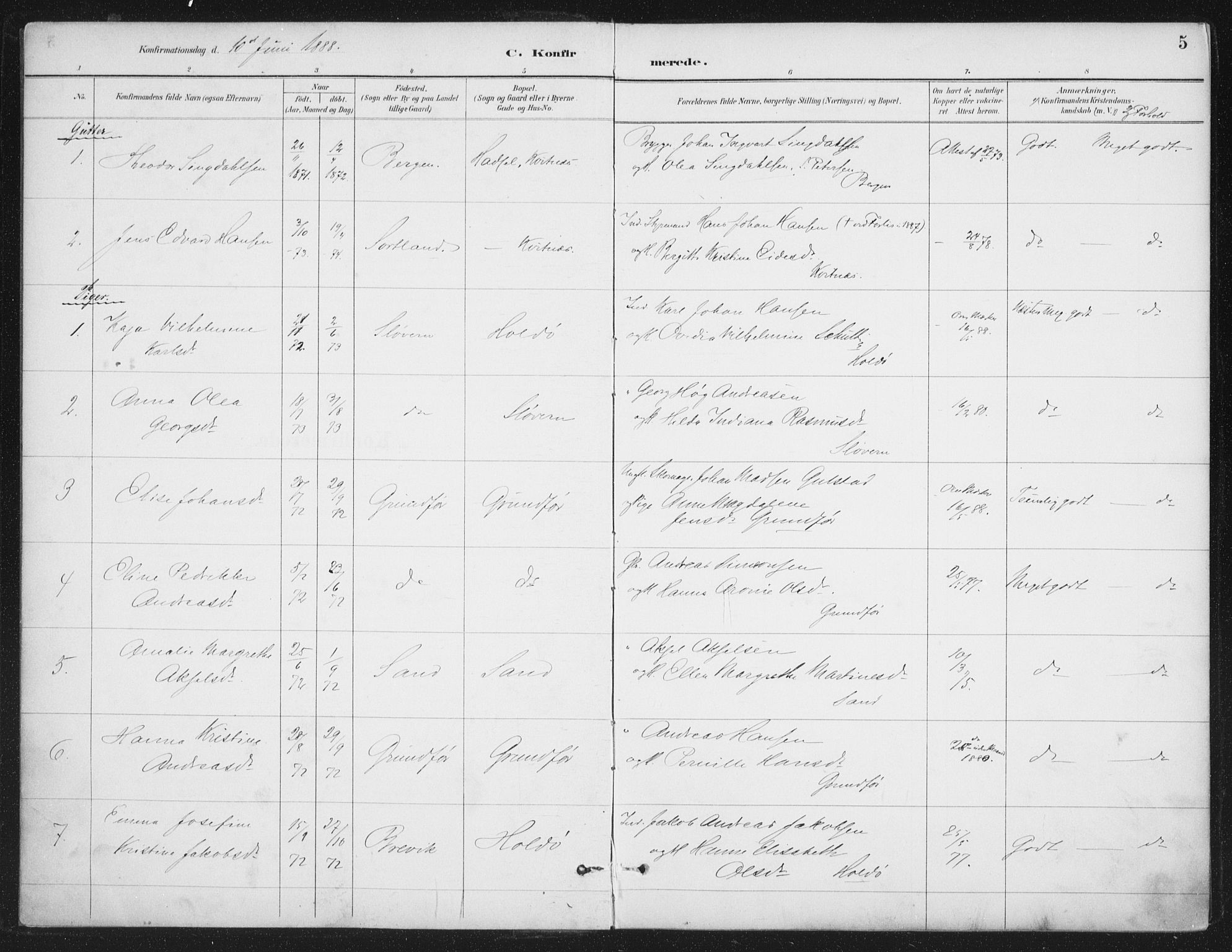Ministerialprotokoller, klokkerbøker og fødselsregistre - Nordland, SAT/A-1459/888/L1245: Parish register (official) no. 888A11, 1888-1900, p. 5