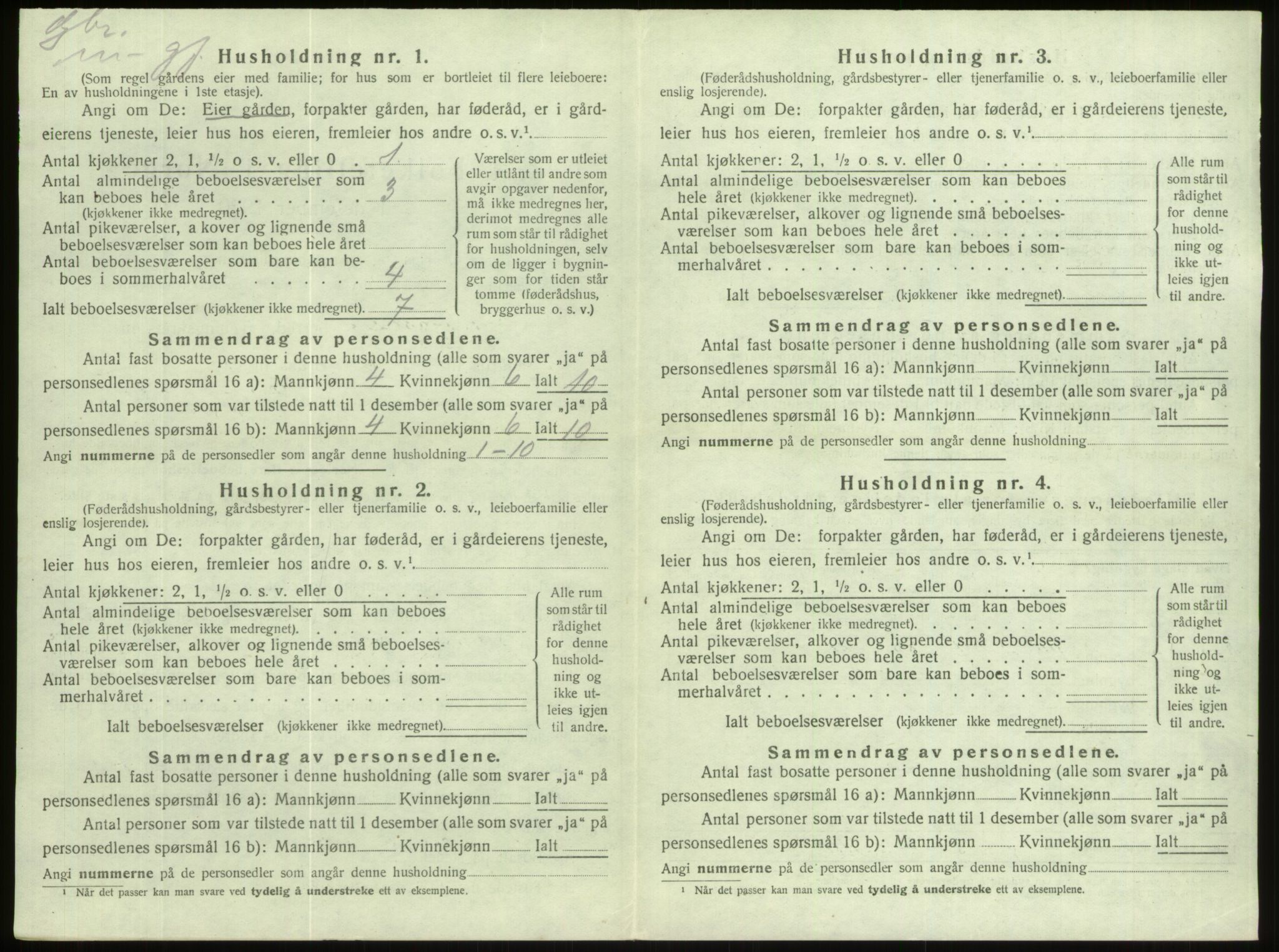 SAB, 1920 census for Gloppen, 1920, p. 910