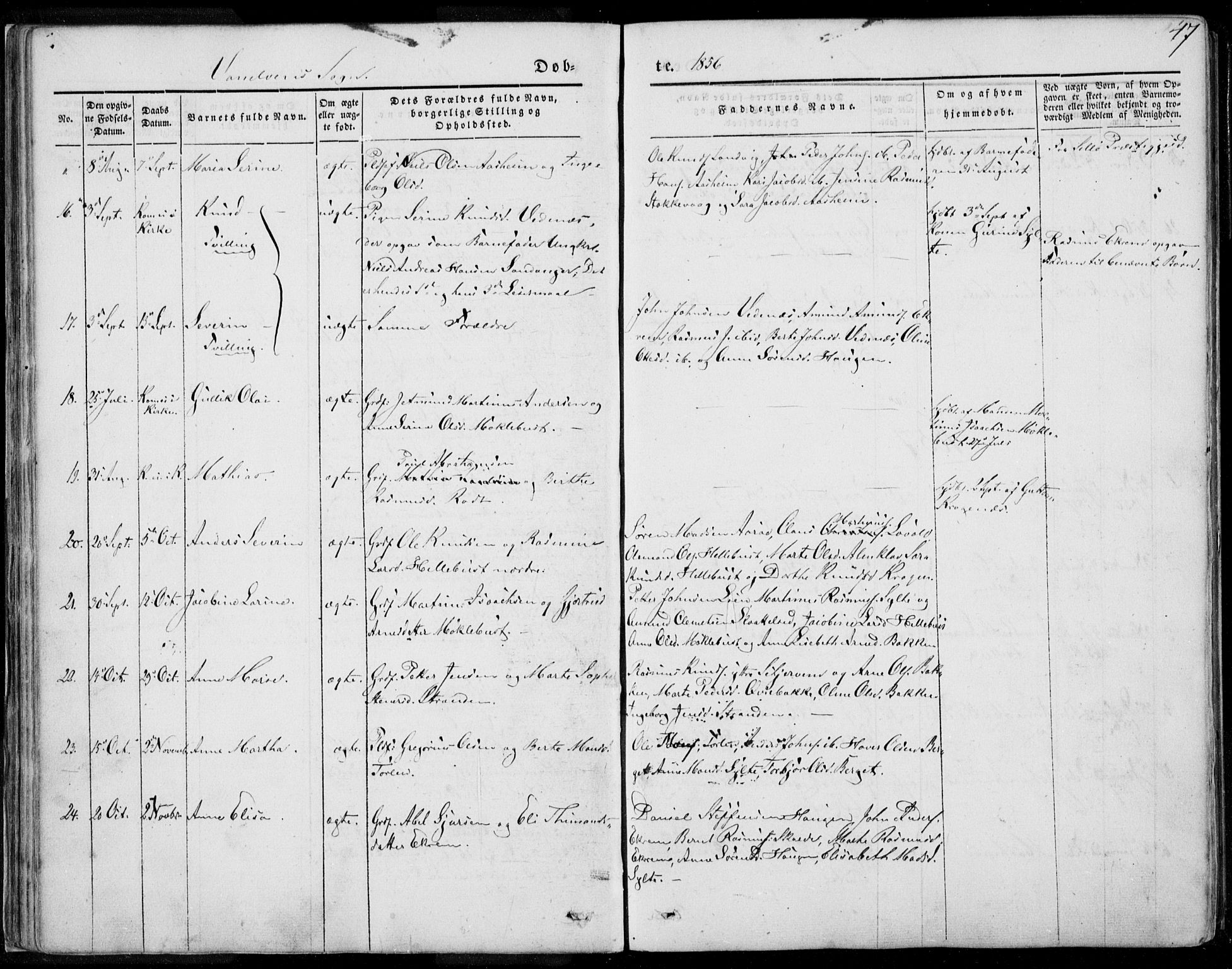 Ministerialprotokoller, klokkerbøker og fødselsregistre - Møre og Romsdal, SAT/A-1454/501/L0006: Parish register (official) no. 501A06, 1844-1868, p. 47