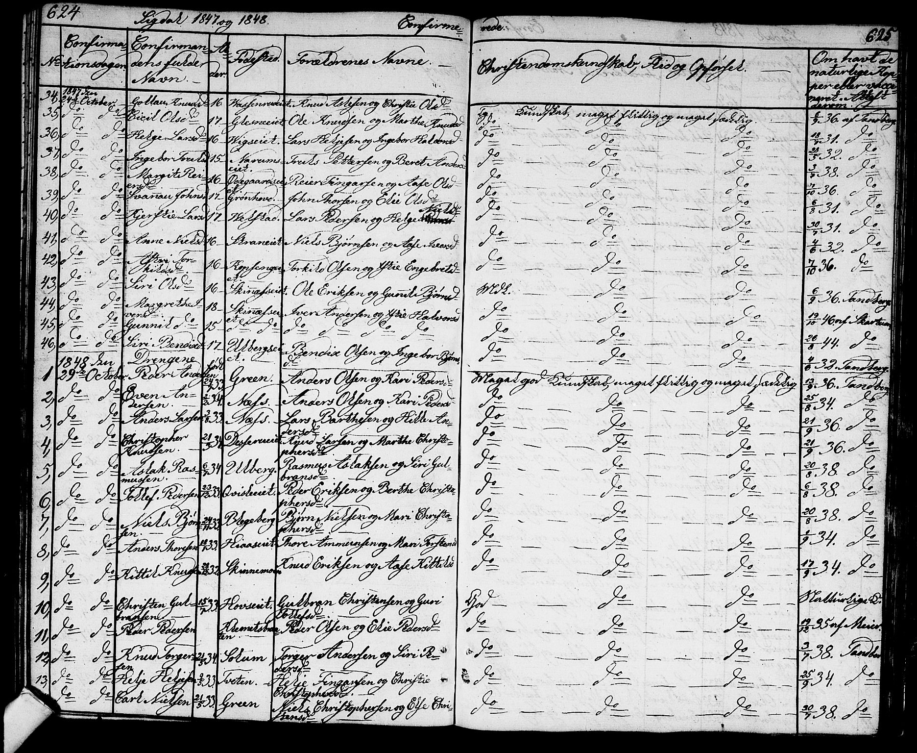 Sigdal kirkebøker, AV/SAKO-A-245/G/Ga/L0002: Parish register (copy) no. I 2, 1835-1856, p. 624-625