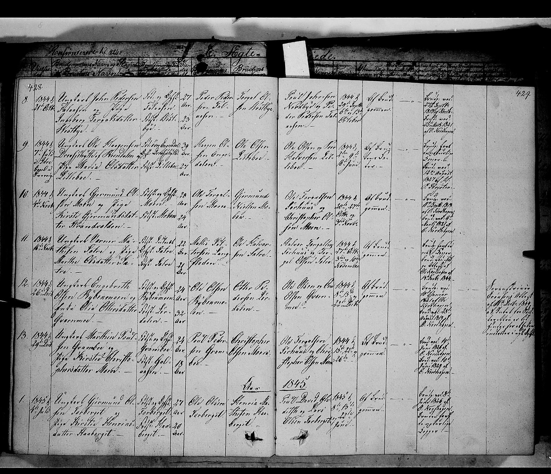 Trysil prestekontor, SAH/PREST-046/H/Ha/Haa/L0004: Parish register (official) no. 4 /1, 1842-1850, p. 428-429